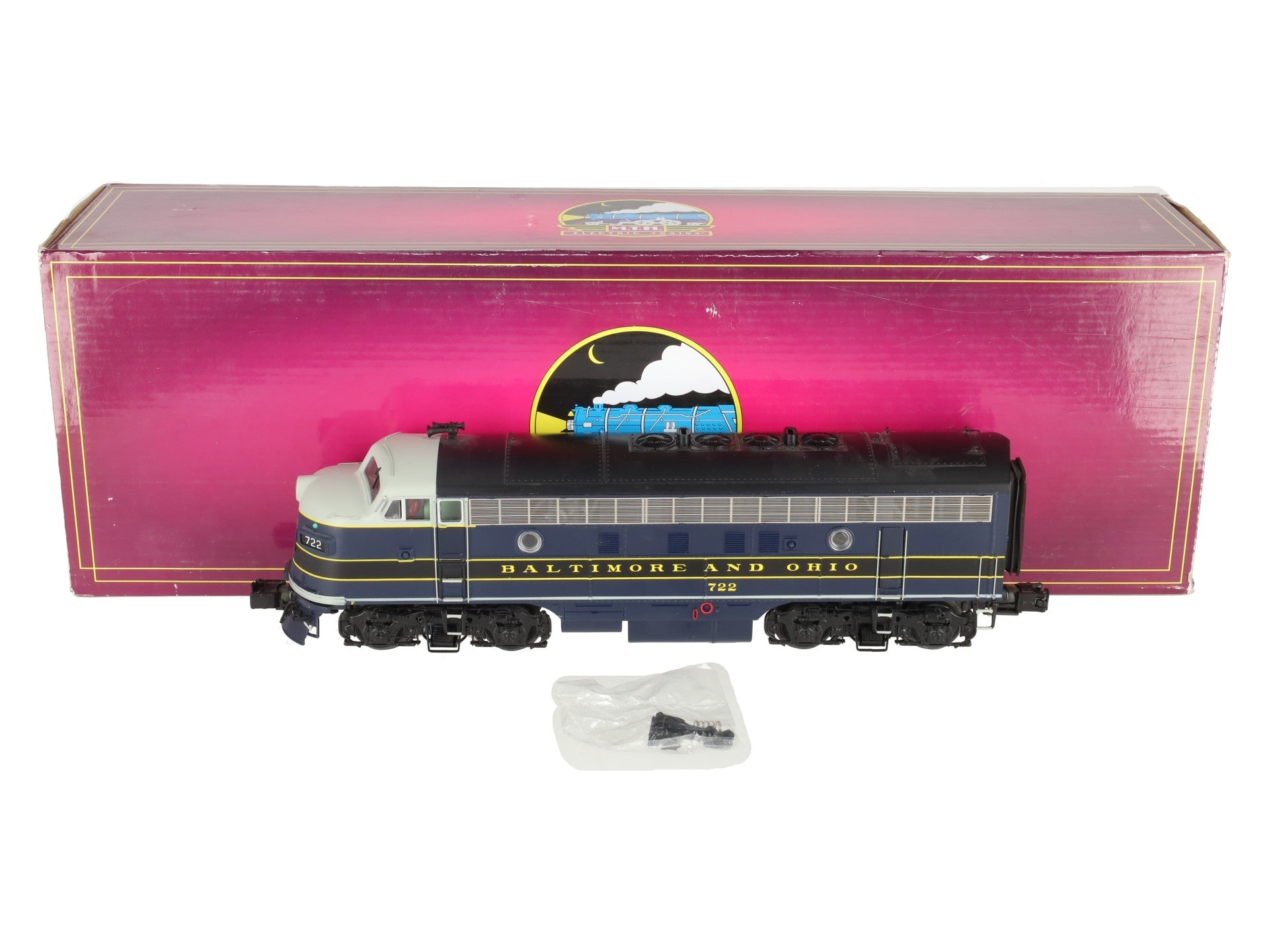 MTH 20-20605-1 Baltimore & Ohio F-7 A Unit Dsl Engine w/PS3 (Hi-Rail Whls) #722 EX/Box
