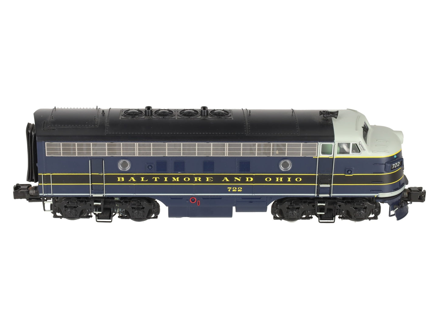 MTH 20-20605-1 Baltimore & Ohio F-7 A Unit Dsl Engine w/PS3 (Hi-Rail Whls) #722 EX/Box