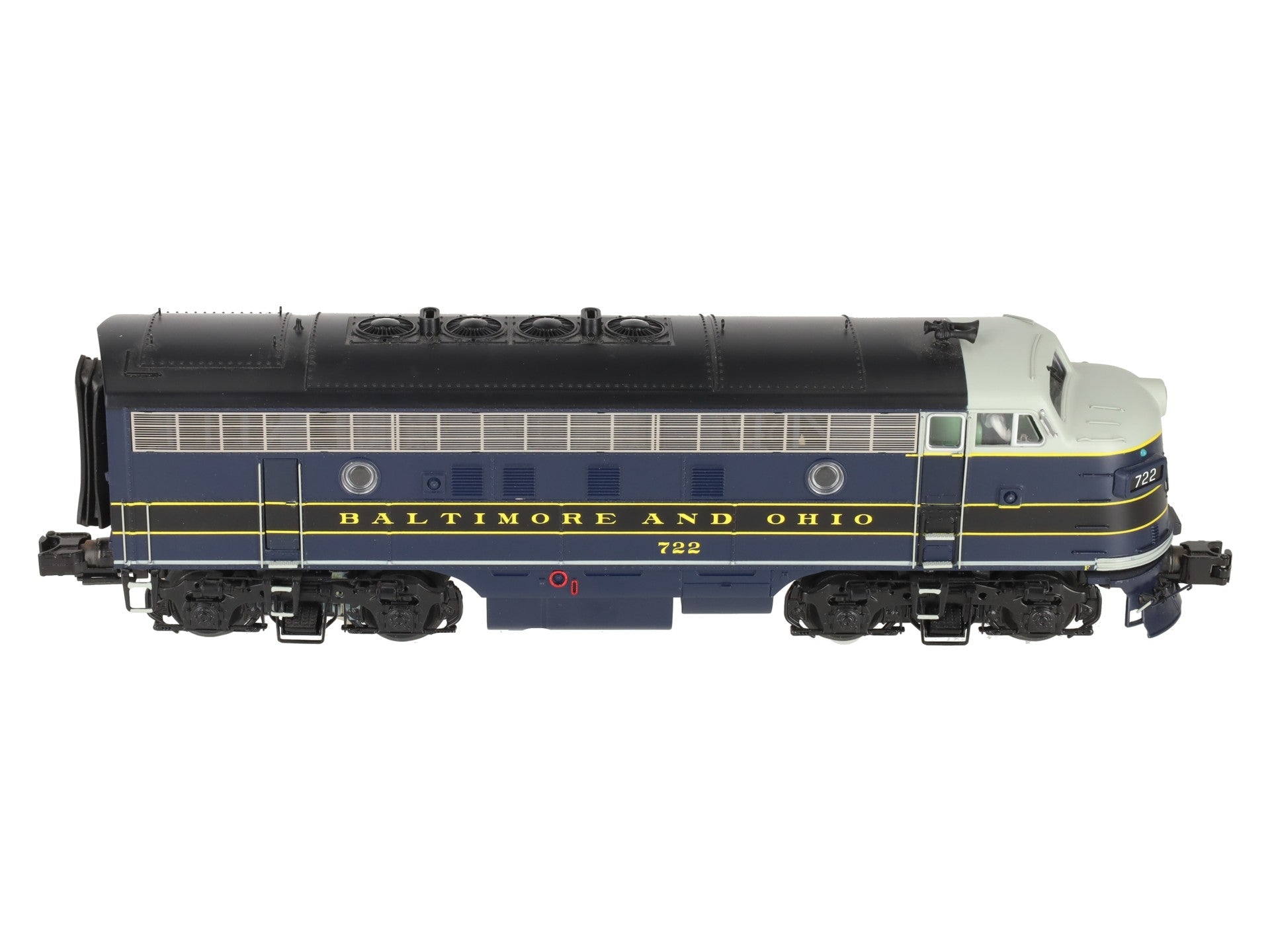 MTH 20-20605-1 Baltimore & Ohio F-7 A Unit Dsl Engine w/PS3 (Hi-Rail Whls) #722 EX/Box