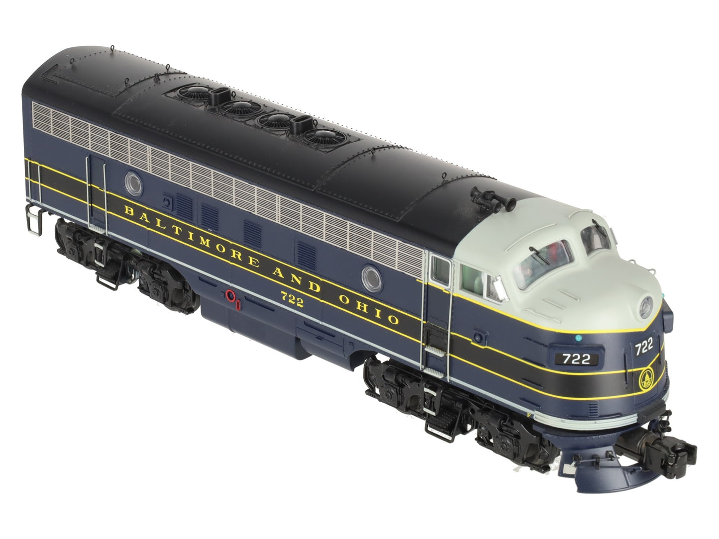 MTH 20-20605-1 Baltimore & Ohio F-7 A Unit Dsl Engine w/PS3 (Hi-Rail Whls) #722 EX/Box