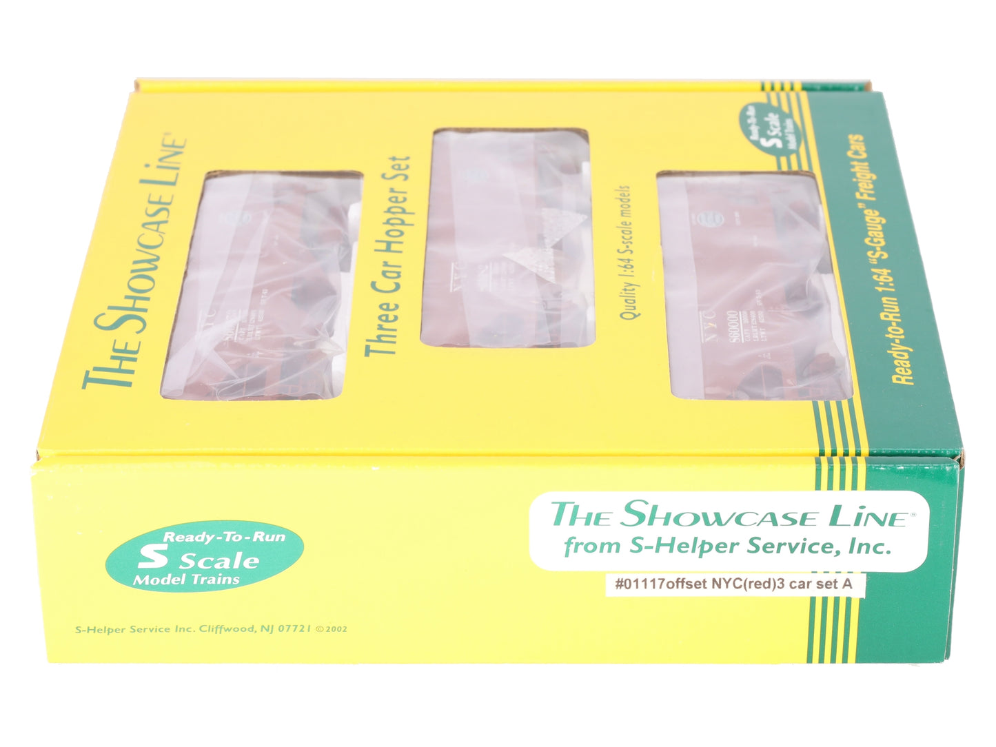 S-Helper 01117 S Scale Offset New York Central (red) 3 Car Hopper Set A LN/Box