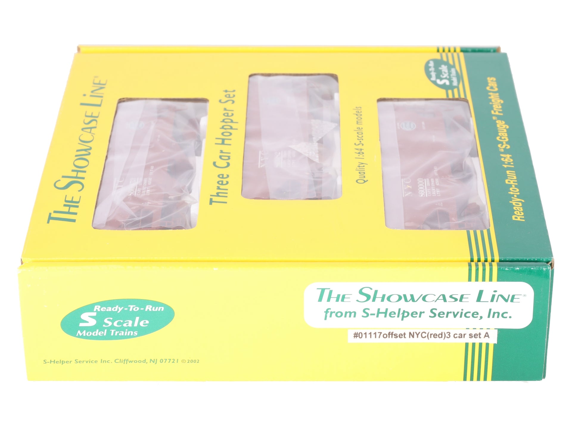 S-Helper 01117 S Scale Offset New York Central (red) 3 Car Hopper Set A LN/Box