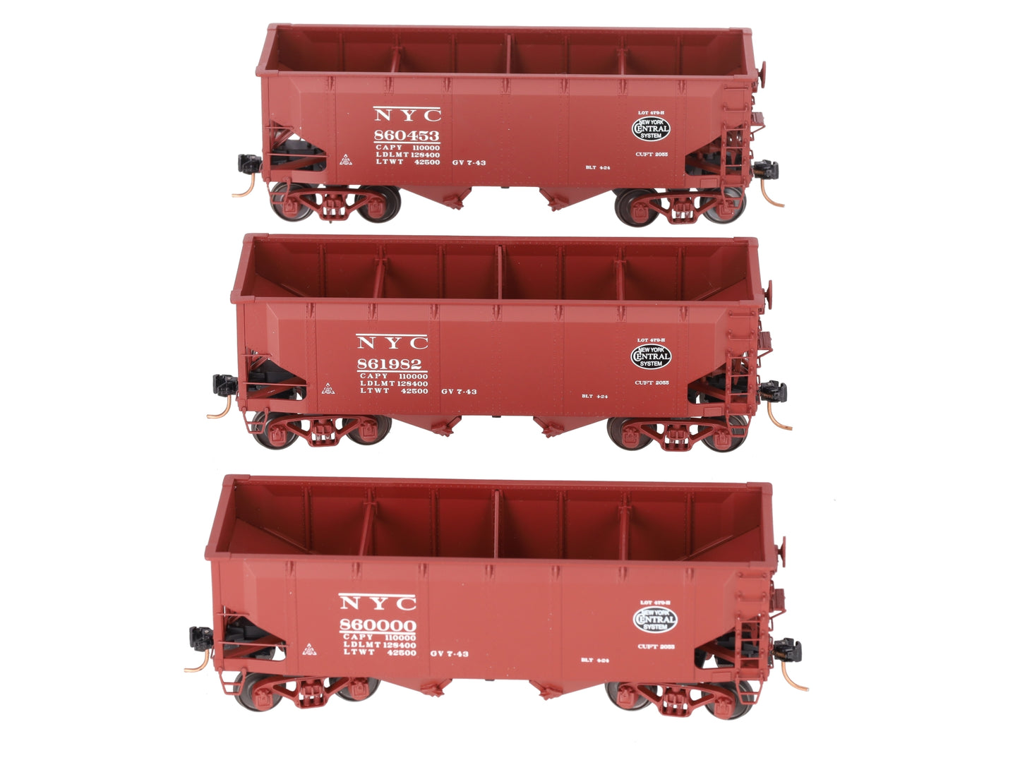 S-Helper 01117 S Scale Offset New York Central (red) 3 Car Hopper Set A LN/Box