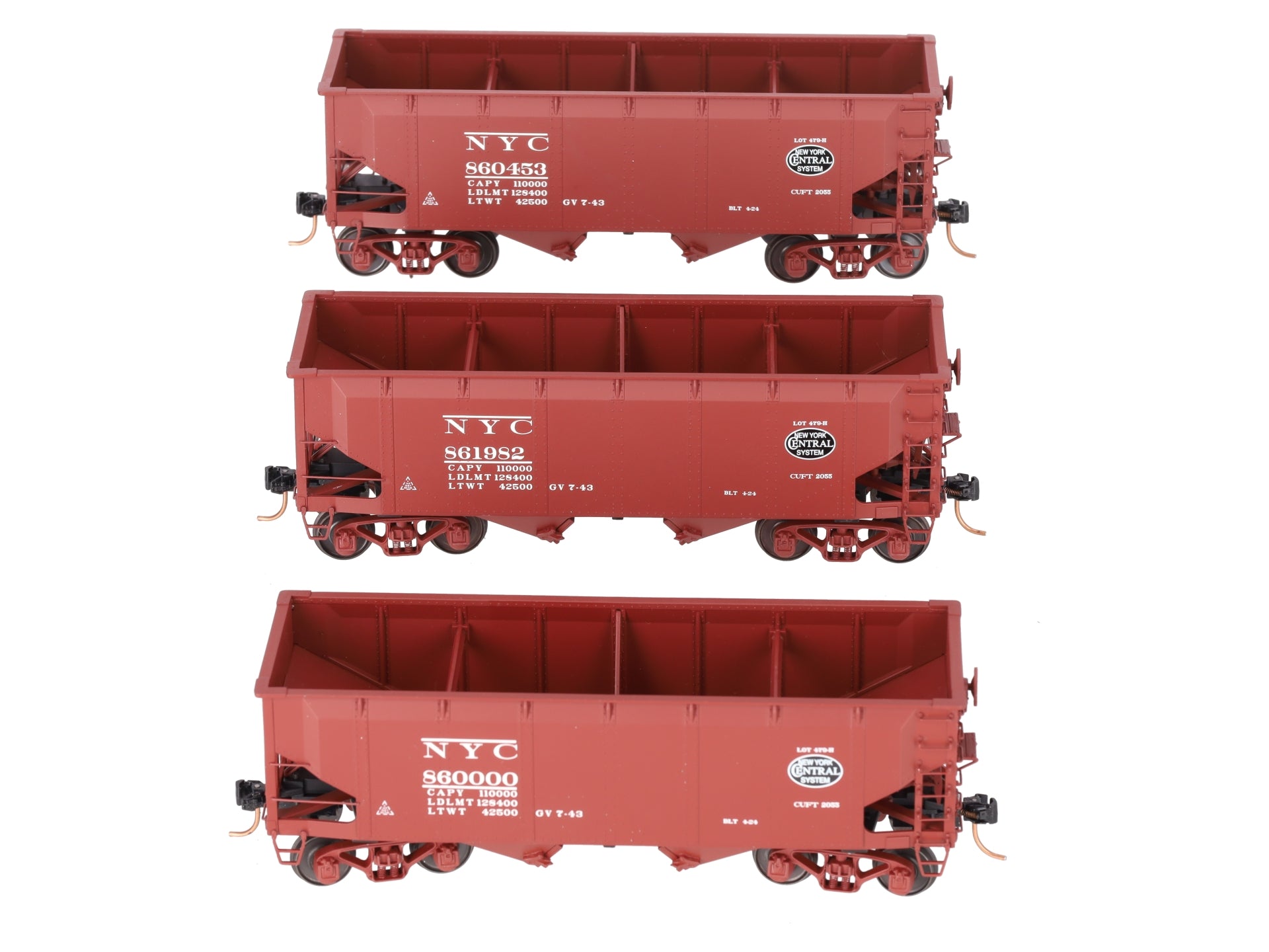 S-Helper 01117 S Scale Offset New York Central (red) 3 Car Hopper Set A LN/Box