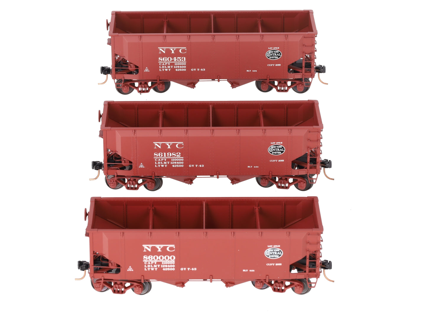S-Helper 01117 S Scale Offset New York Central (red) 3 Car Hopper Set A LN/Box