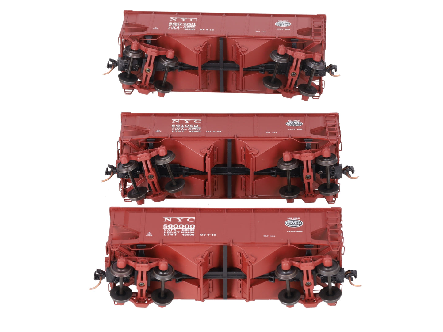 S-Helper 01117 S Scale Offset New York Central (red) 3 Car Hopper Set A LN/Box