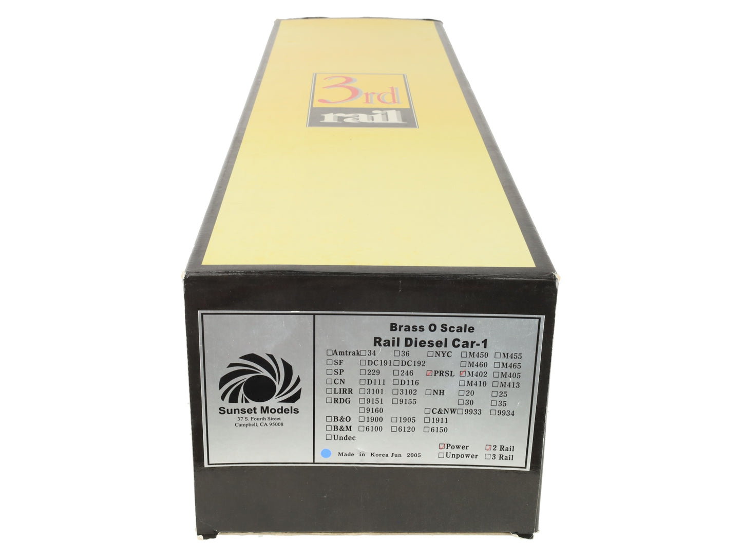 3rd Rail M402 Brass O Scale PRSL Rail Diesel Car-1 (Powered 2-Rail) EX/Box