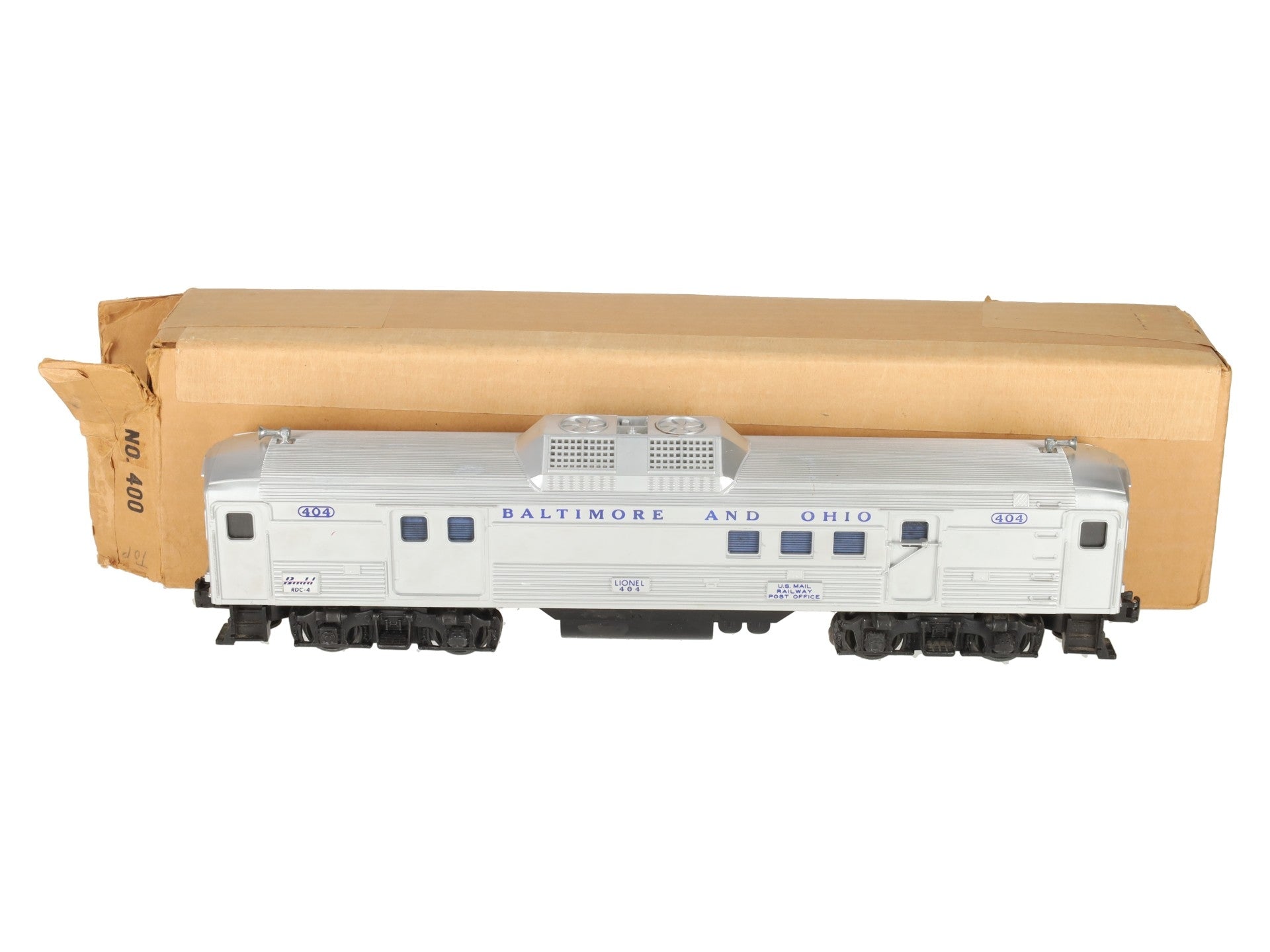 Lionel 404 Vintage O Baltimore & Ohio RDC Budd Baggage & Mail Car VG/Box