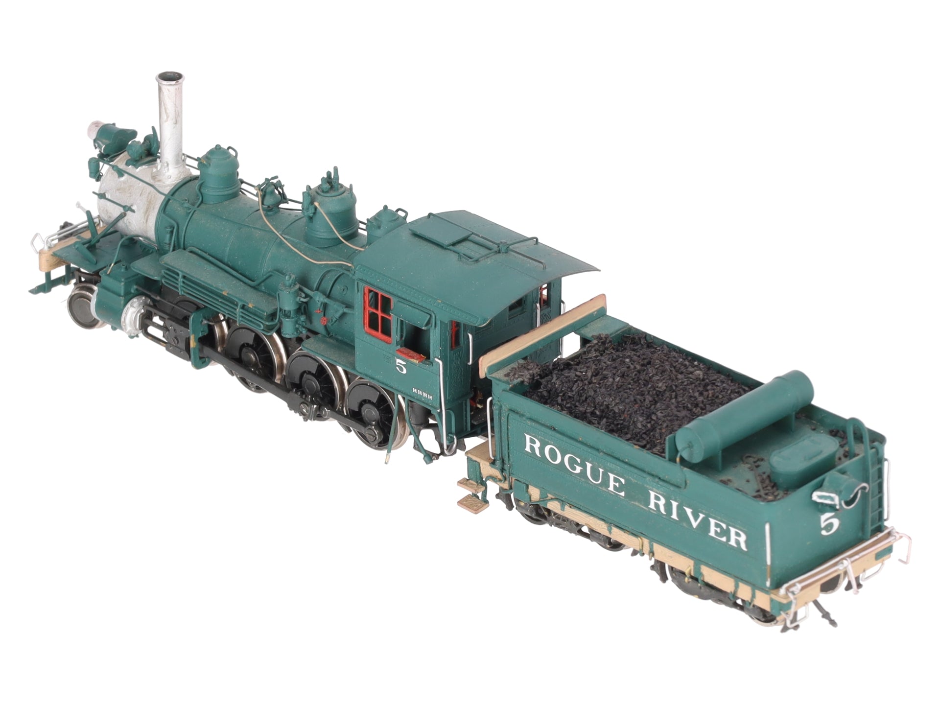 Key Imports 583 HO Brass Rogue River Steam Locomotive & Tender- Custom Painted EX/Box