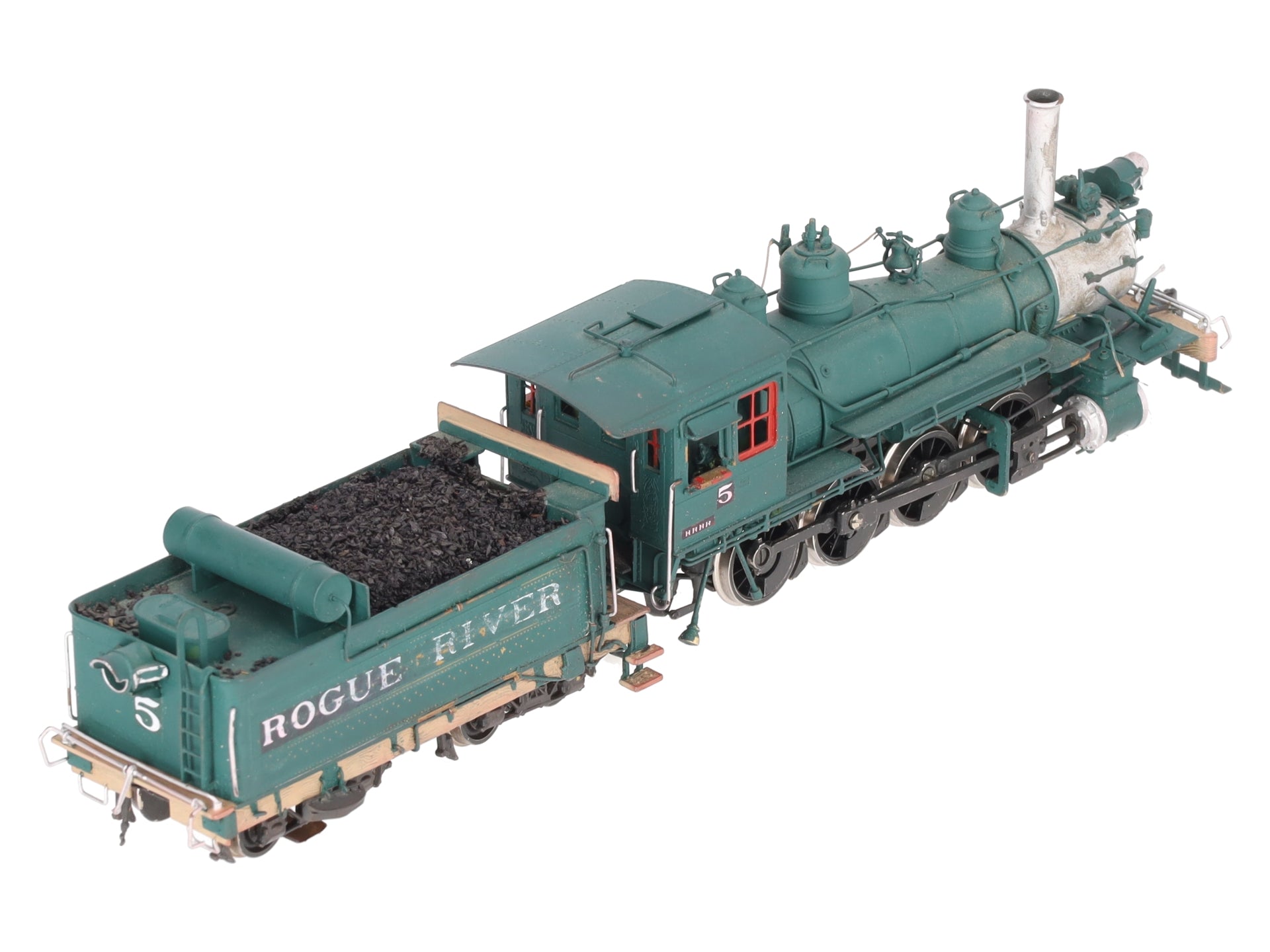 Key Imports 583 HO Brass Rogue River Steam Locomotive & Tender- Custom Painted EX/Box