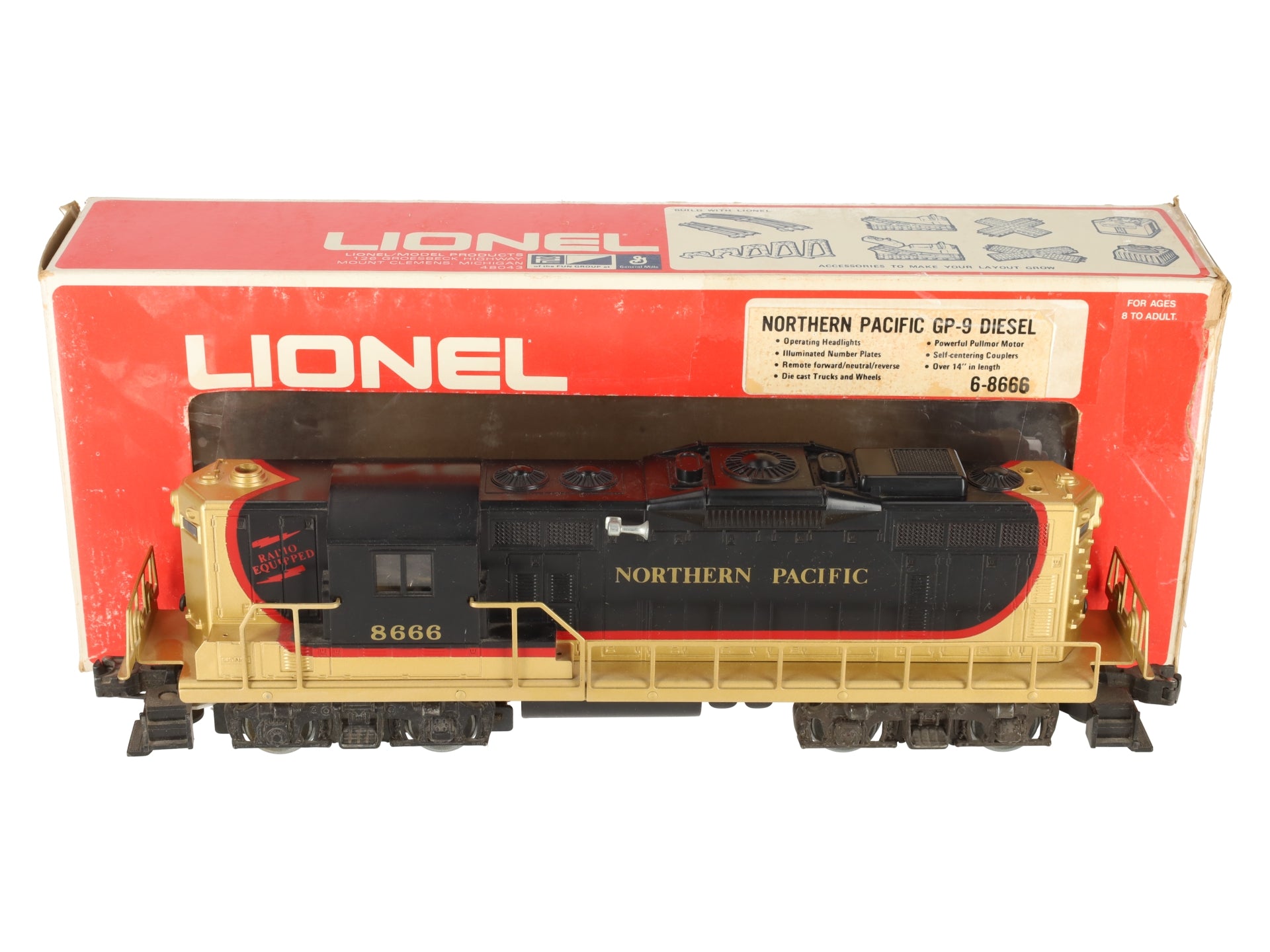 Lionel 6-8666 O Gauge Northern Pacific GP9 Powered Diesel Locomotive #8666 EX/Box