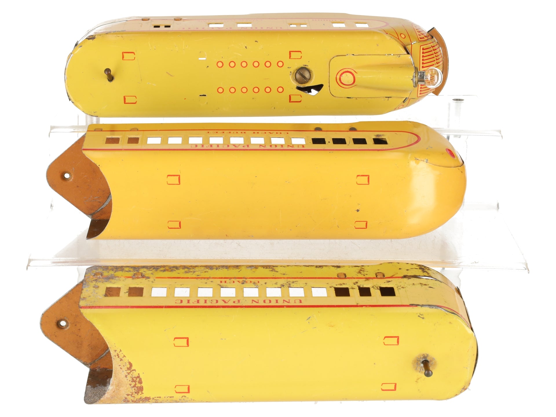 Marx M-10000 Vintage O UP Yellow/Brown Diesel Streamliner Set w/2 Passenger Cars