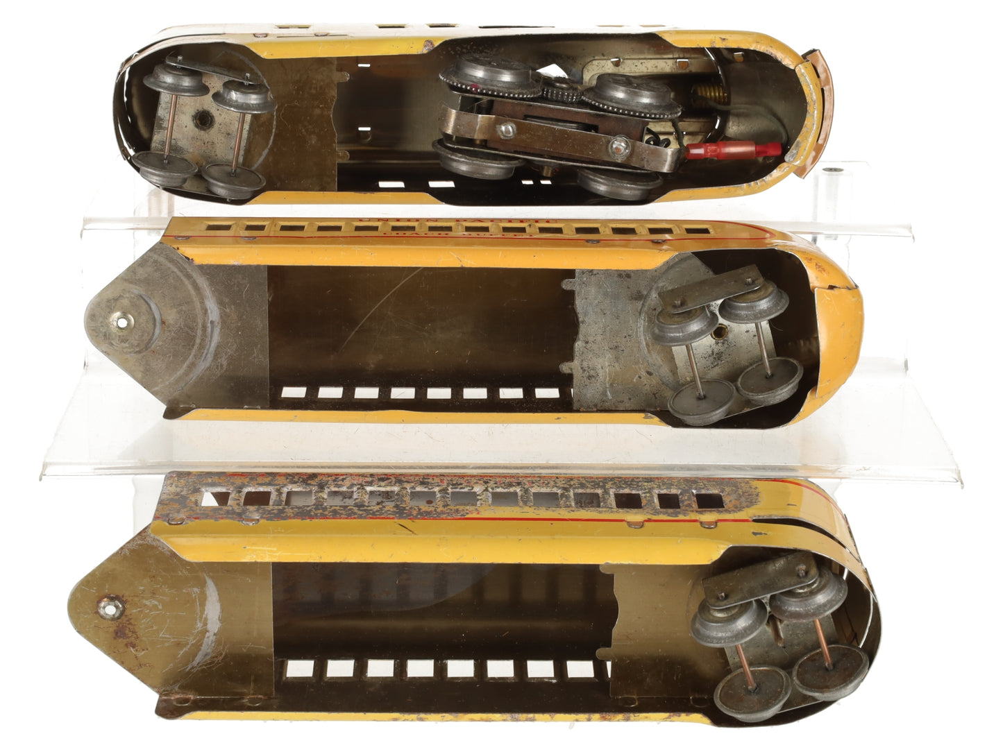 Marx M-10000 Vintage O UP Yellow/Brown Diesel Streamliner Set w/2 Passenger Cars