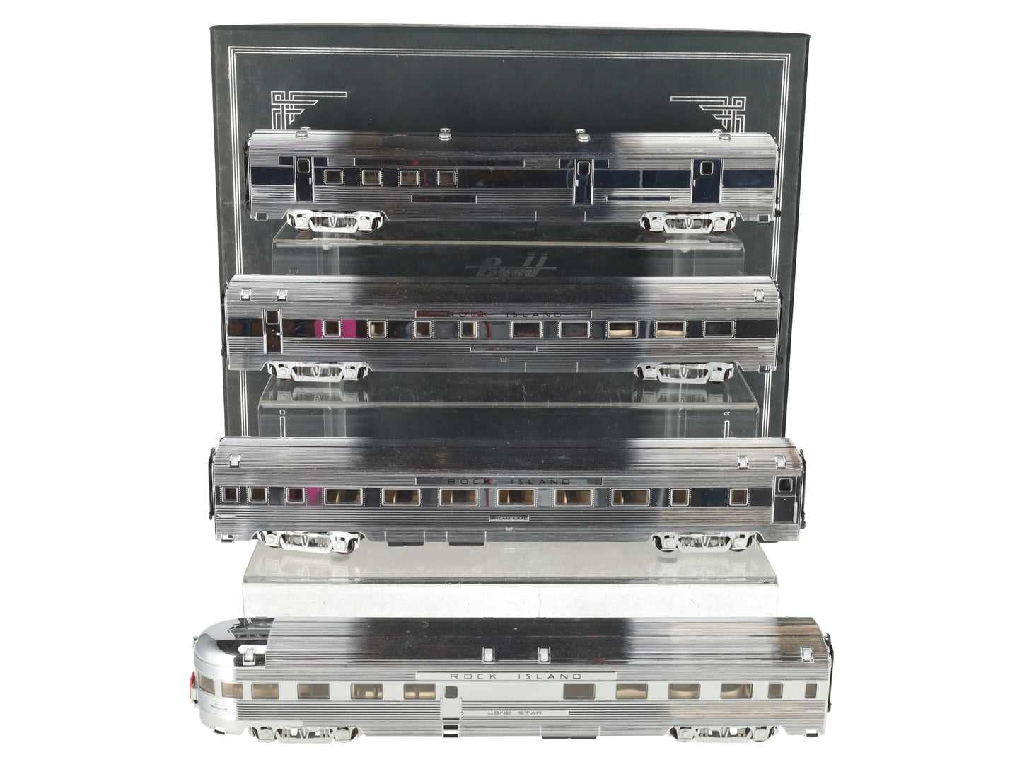 American Models S Scale Rock island Illuminated 4 Car Passenger Car Set EX/Box