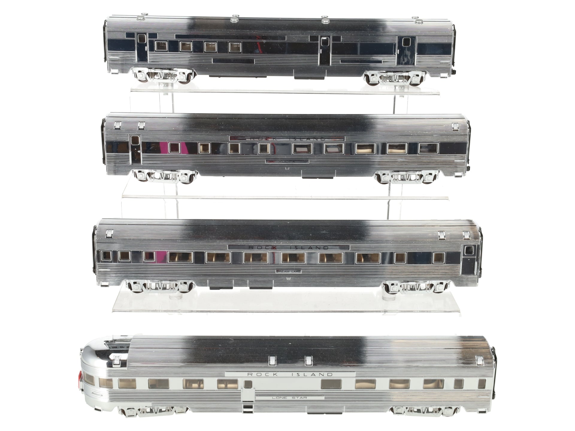 American Models S Scale Rock island Illuminated 4 Car Passenger Car Set EX/Box