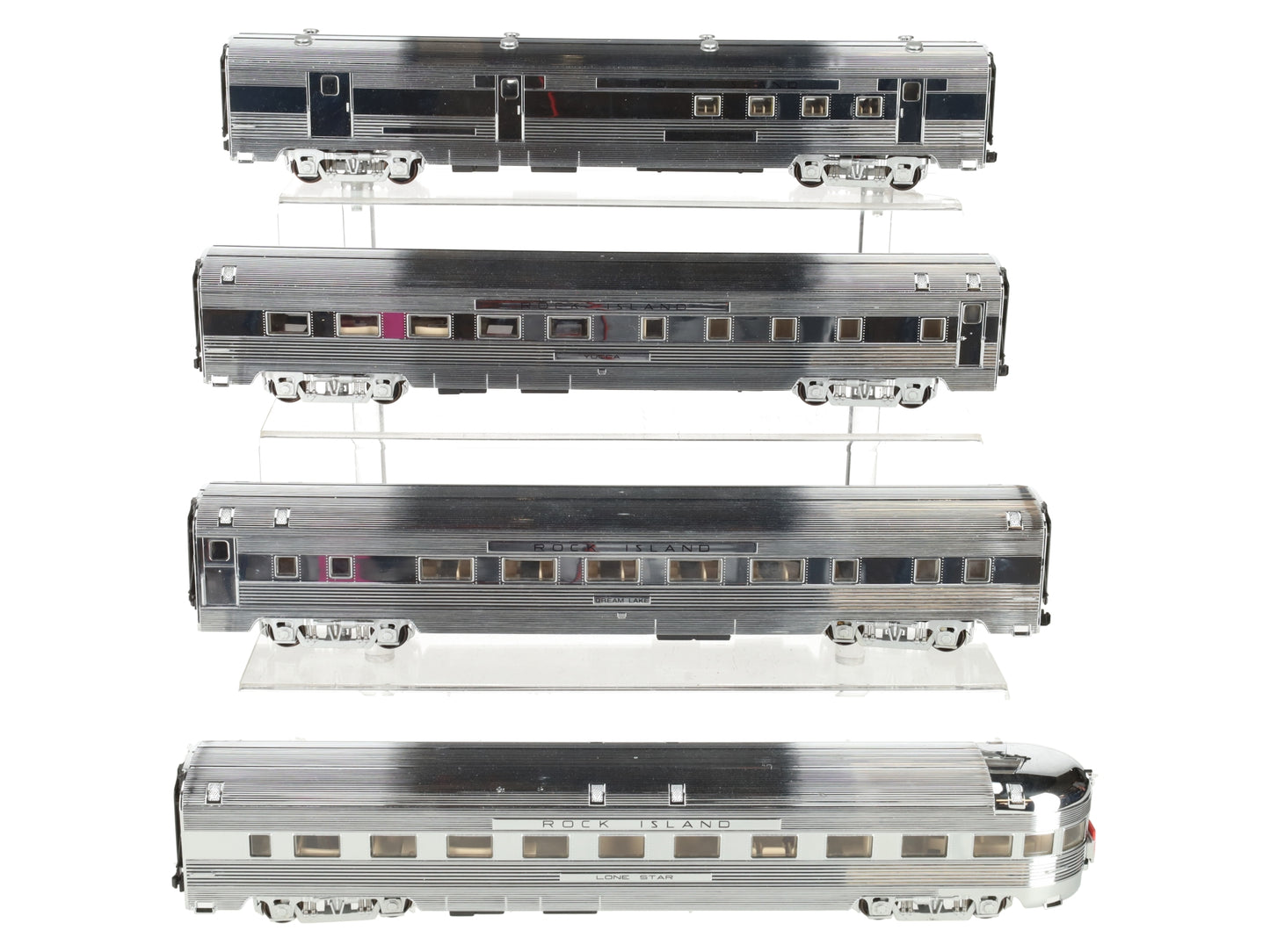 American Models S Scale Rock island Illuminated 4 Car Passenger Car Set EX/Box