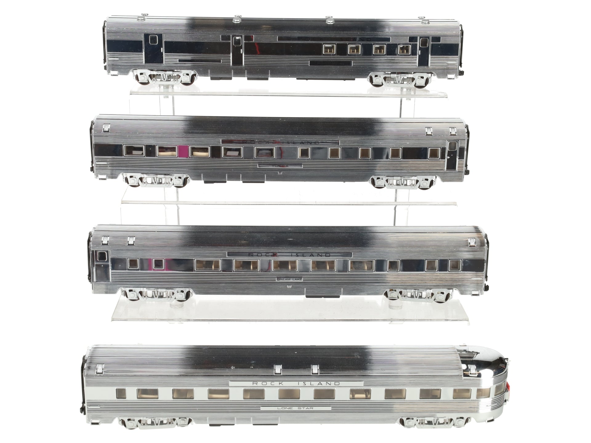 American Models S Scale Rock island Illuminated 4 Car Passenger Car Set EX/Box