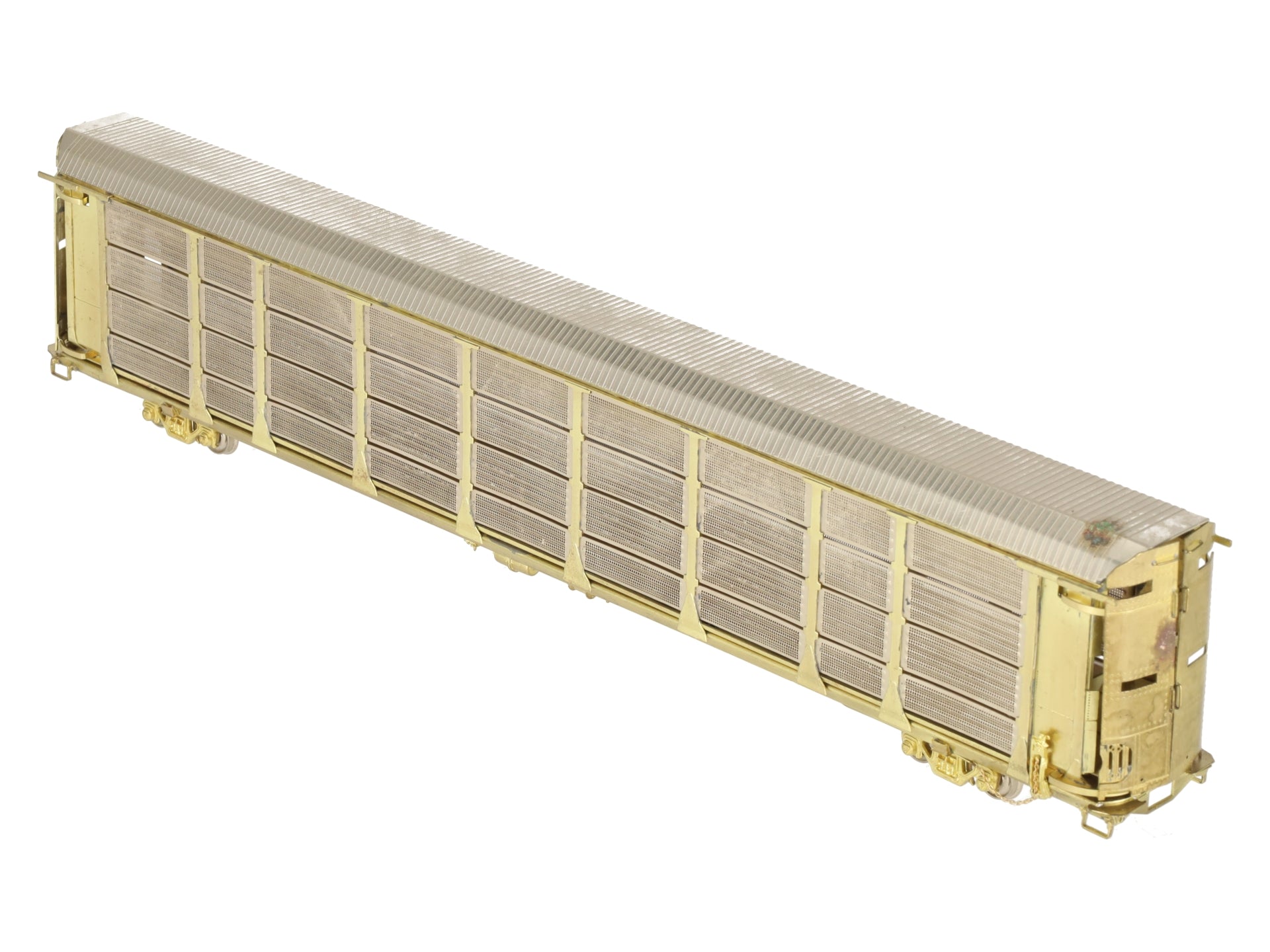 Overland 1323 HO BRASS Auto Rack Bi-Level Thrall w/ Closed Sides/Top -Unpainted EX/Box