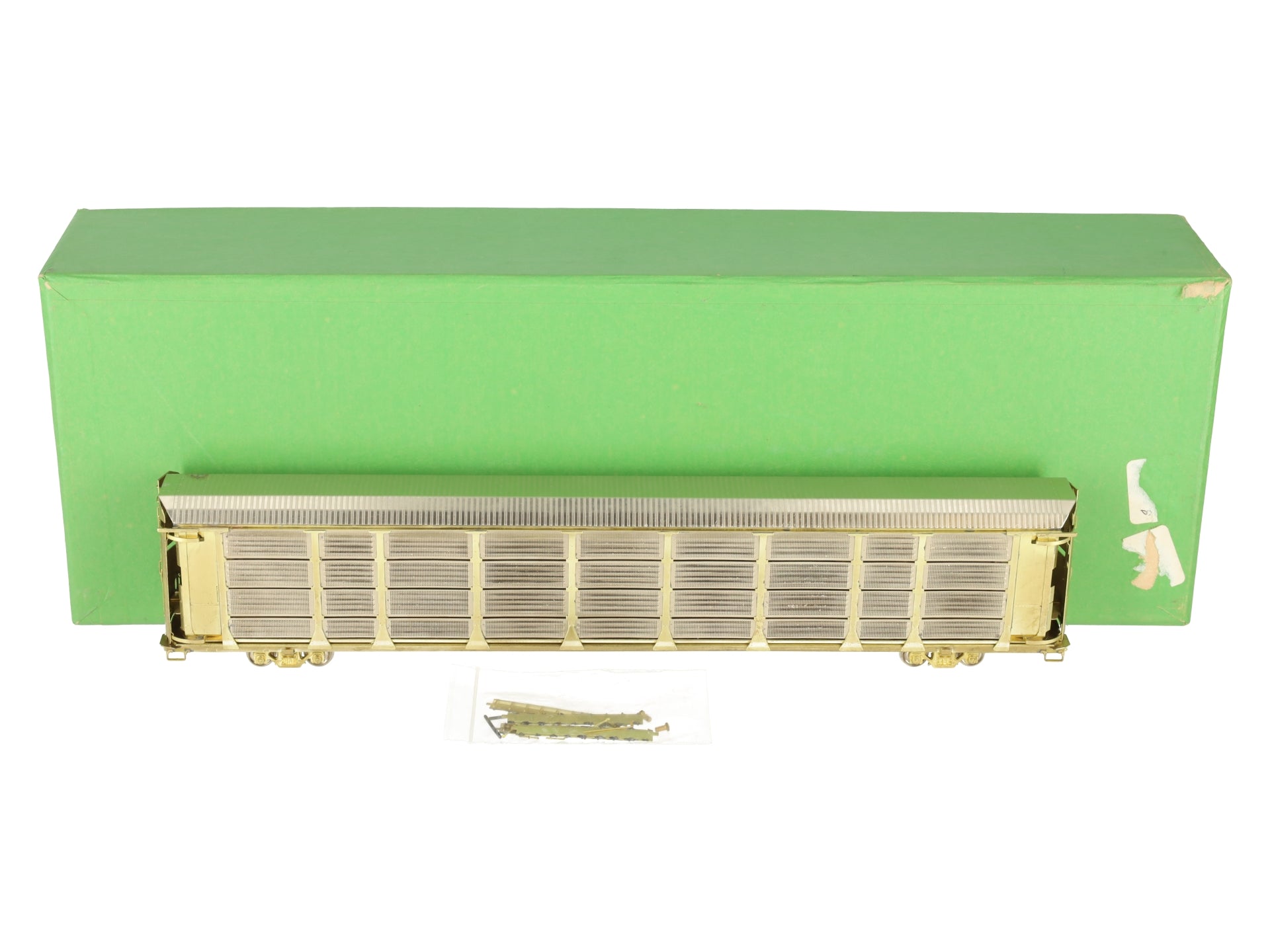 Overland 1323 HO BRASS Auto Rack Bi-Level Thrall w/ Closed Sides/Top -Unpainted EX/Box