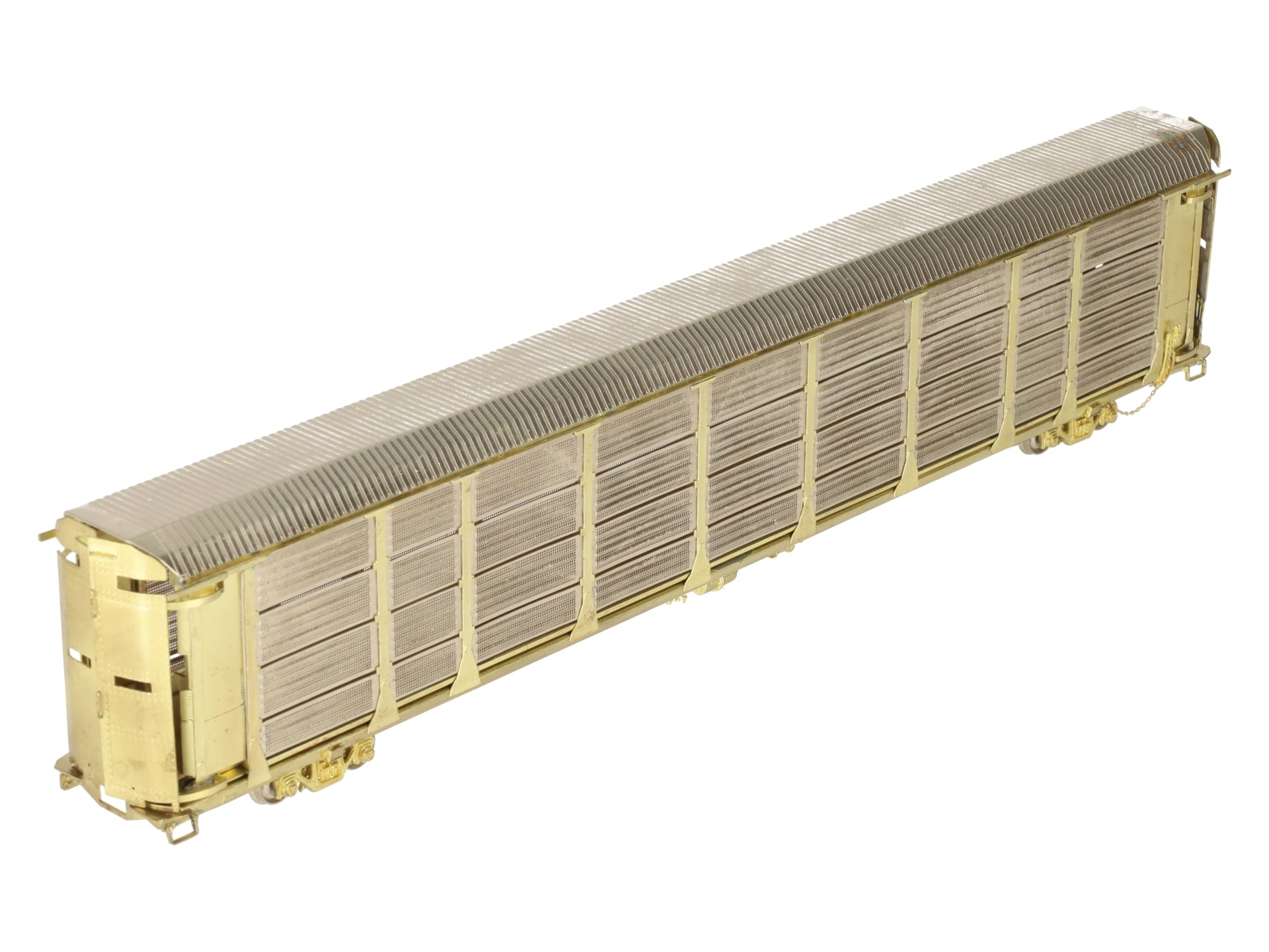 Overland 1323 HO BRASS Auto Rack Bi-Level Thrall w/ Closed Sides/Top -Unpainted EX/Box