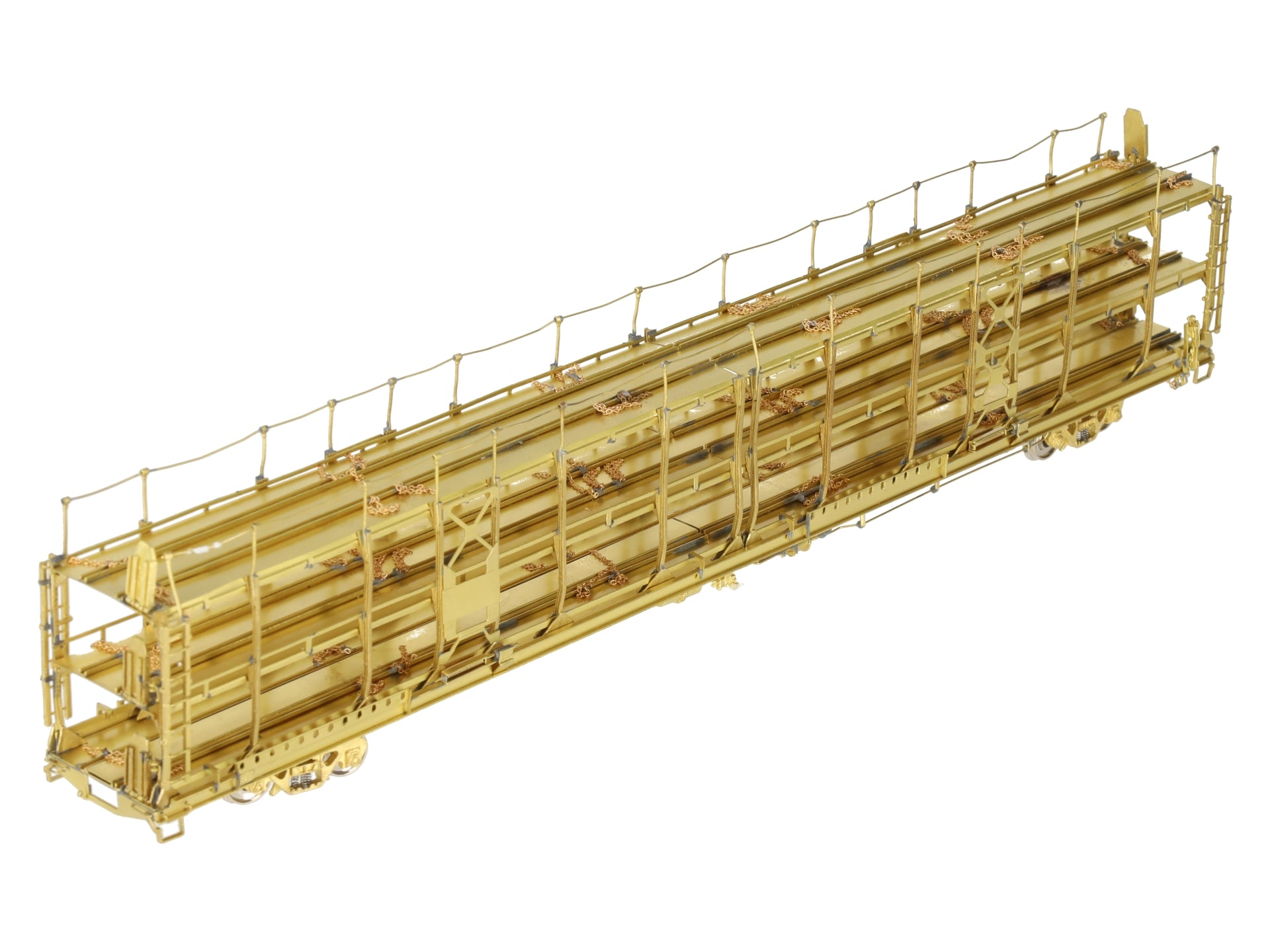 Overland OMI-1326 HO Scale brass Tri-Level Open Auto Rack EX/Box