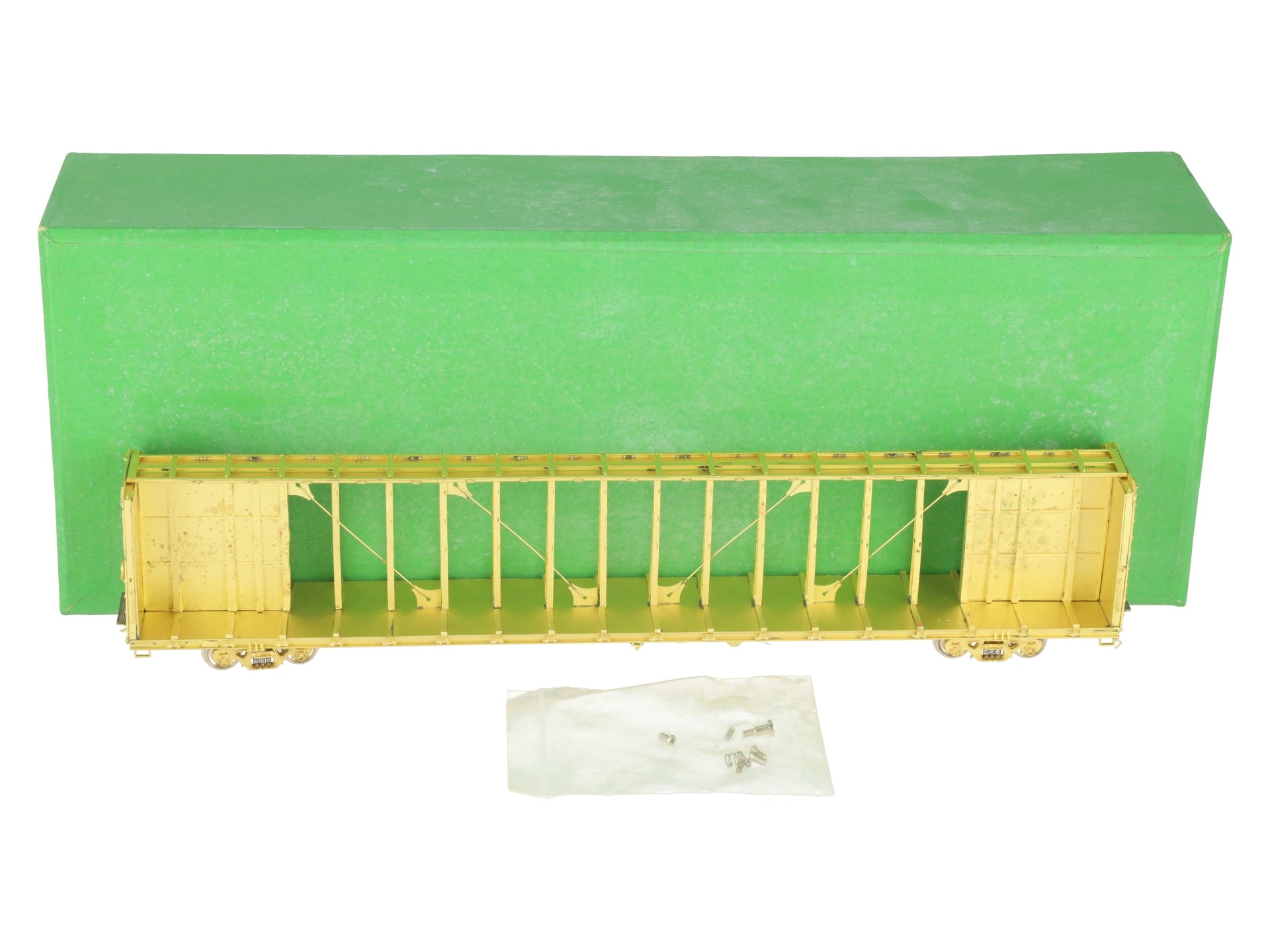 Overland 3235 HO Brass Triler Train TSH 75' Flat Car Centerbeam Bulkhead EX/Box