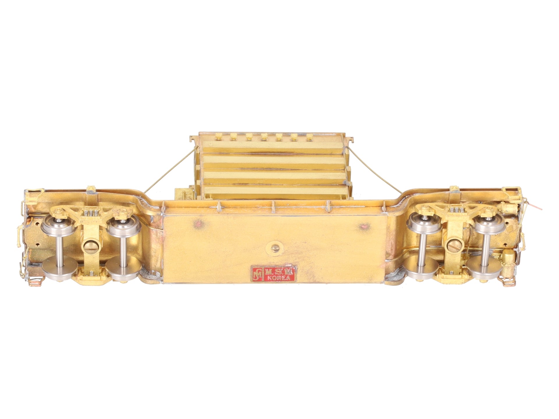 Overland 1347 HO Brass Center Flat Car w/Transformer Load EX/Box