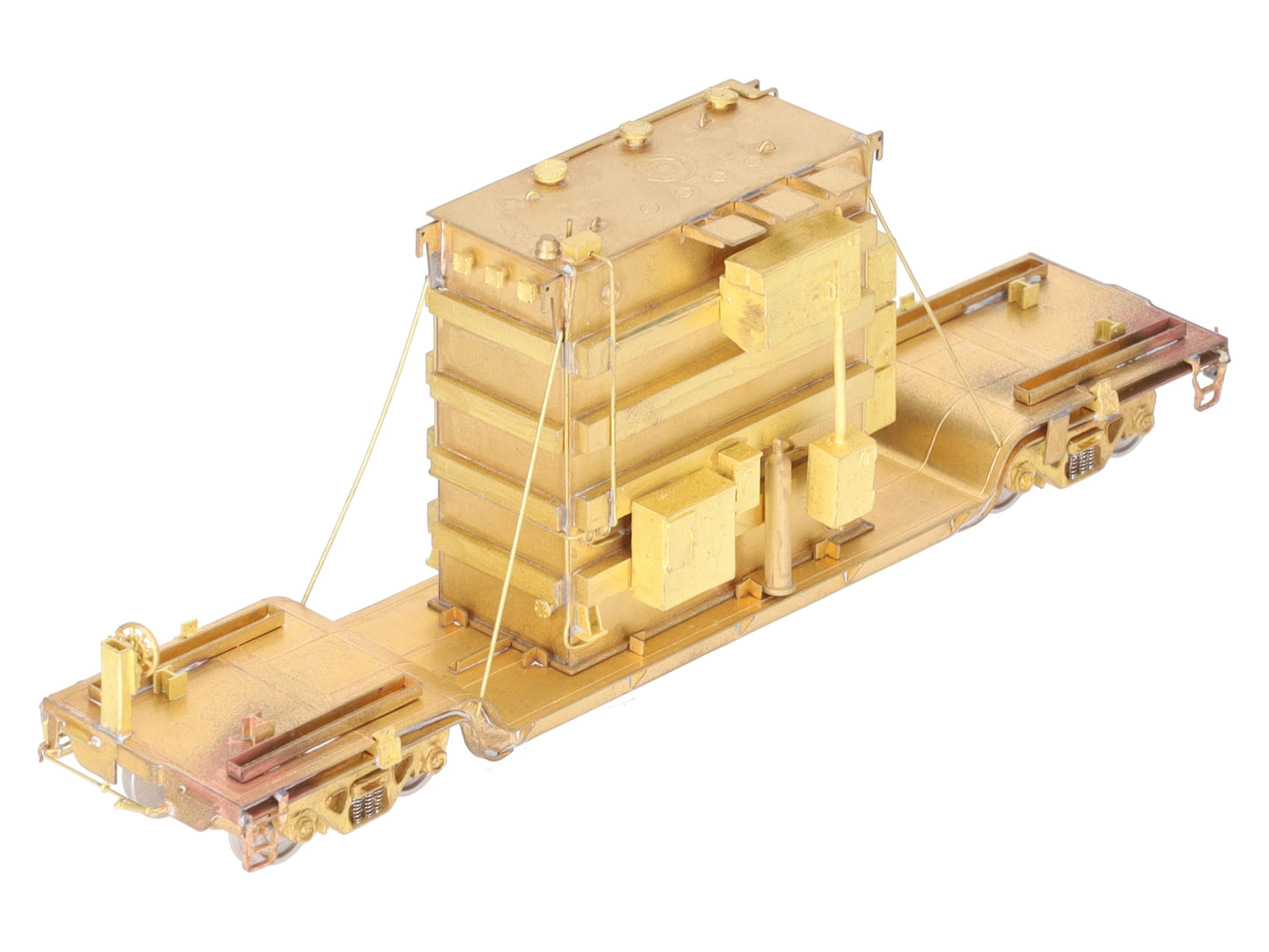 Overland 1347 HO Brass Center Flat Car w/Transformer Load EX/Box