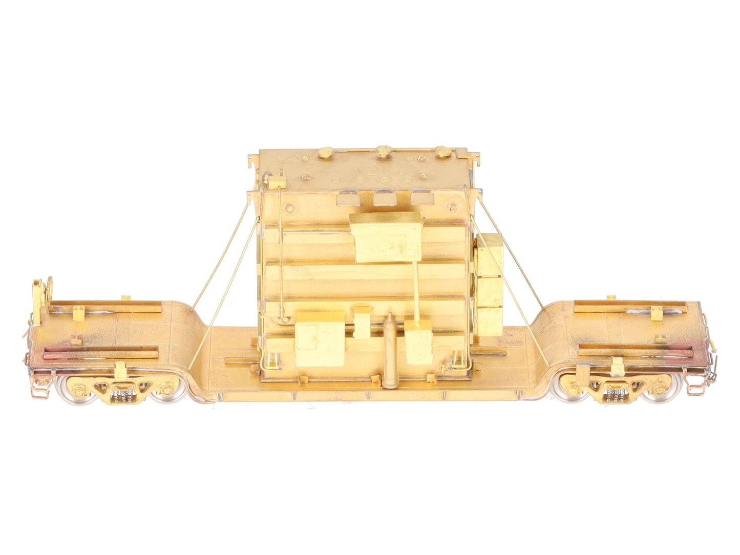 Overland 1347 HO Brass Center Flat Car w/Transformer Load EX/Box