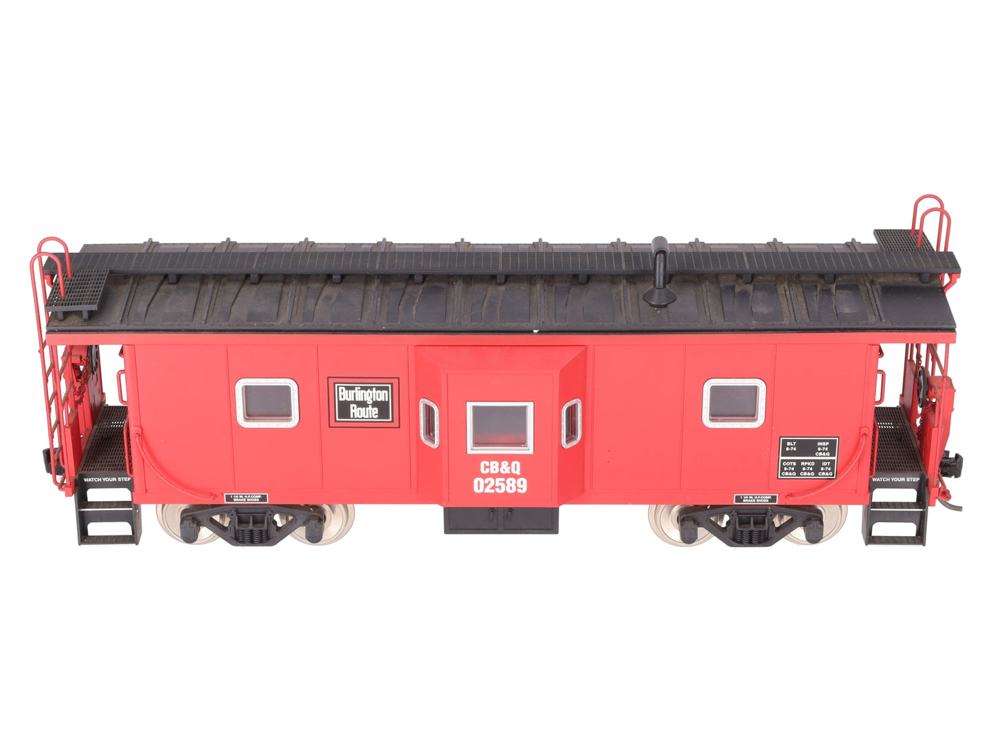 USA Trains 12054 G Burlington Route Bay Window Caboose - Metal Wheels EX/Box