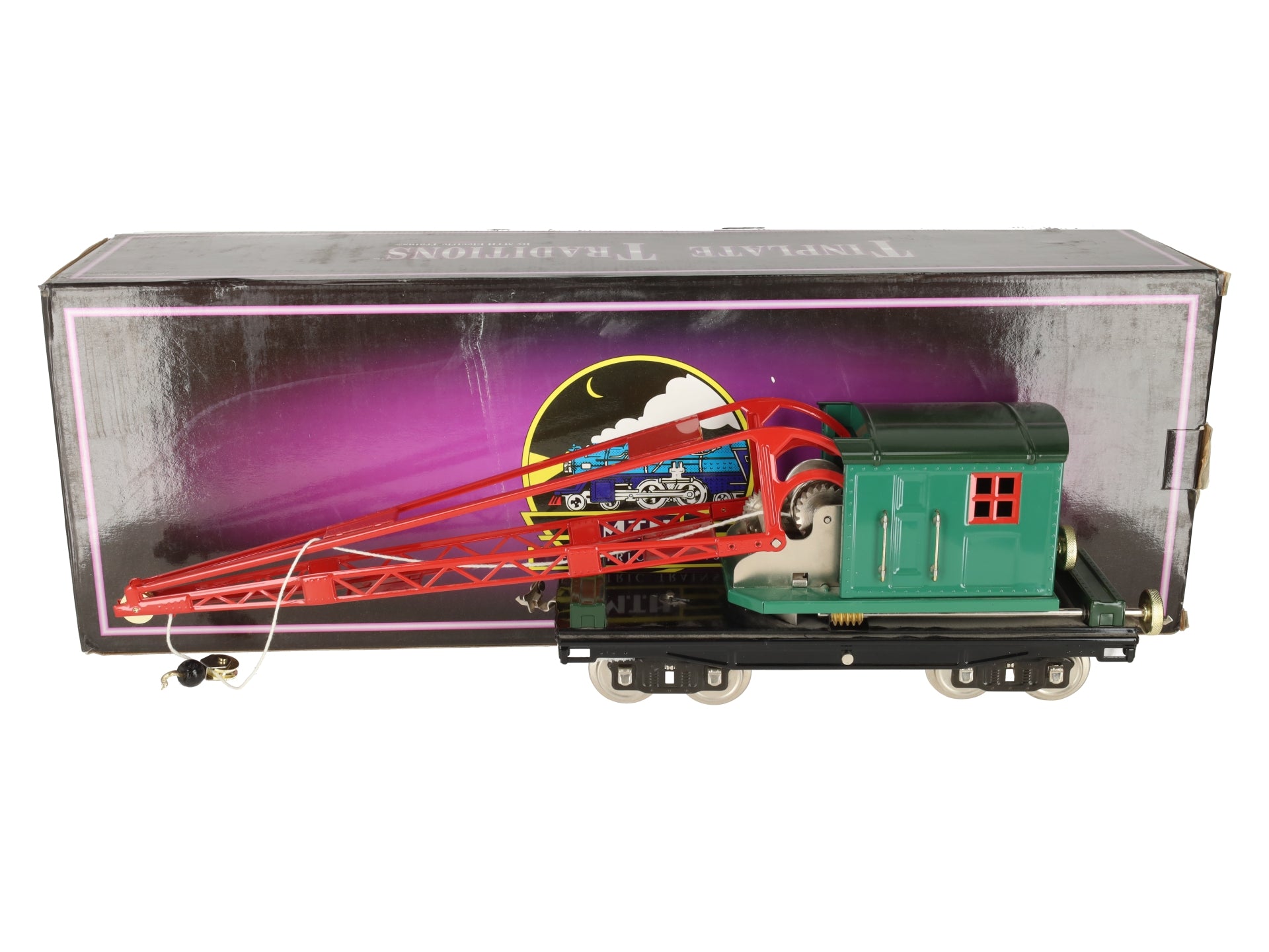 MTH 10-1082 Standard Gauge No. 219 Peacock Crane Car with Brass Trim EX/Box