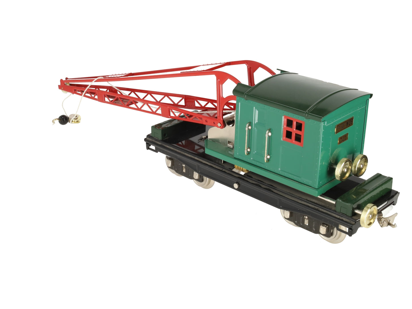 MTH 10-1082 Standard Gauge No. 219 Peacock Crane Car with Brass Trim EX/Box