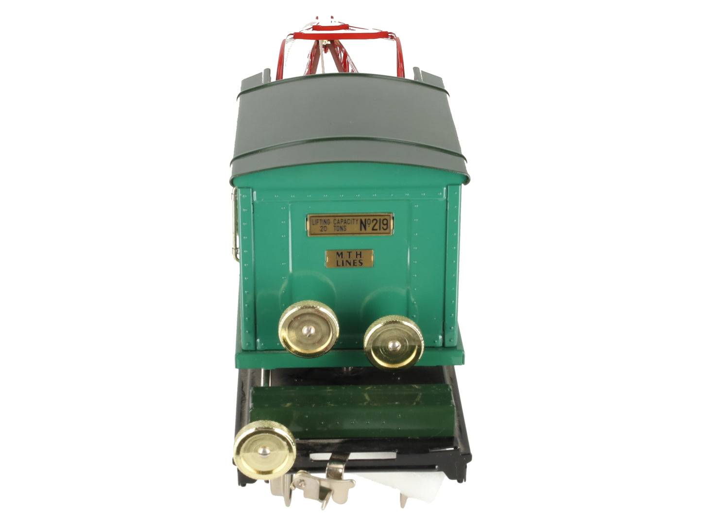 MTH 10-1082 Standard Gauge No. 219 Peacock Crane Car with Brass Trim EX/Box