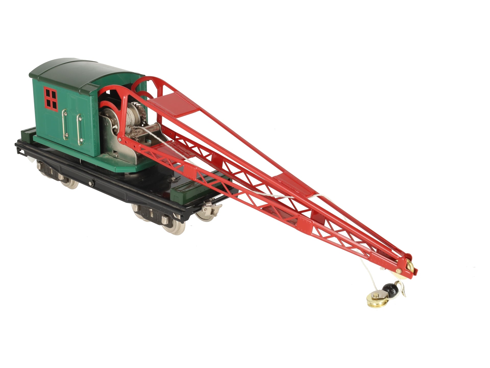 MTH 10-1082 Standard Gauge No. 219 Peacock Crane Car with Brass Trim EX/Box
