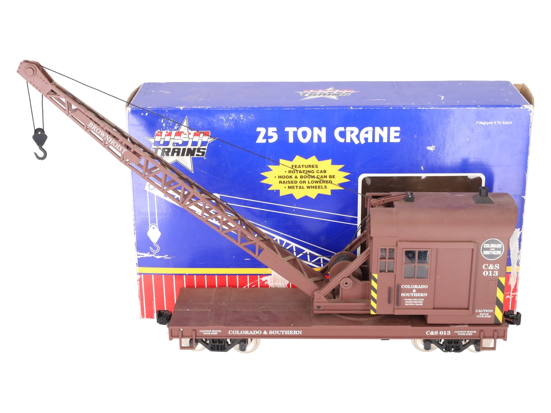 USA Trains 1867 G Gauge Colorado & Southern 25-Ton Crane with Metal Wheels VG/Box