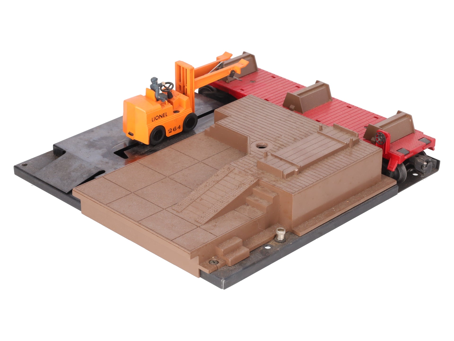 Lionel 264 Vintage O Operating Forklift Platform with 6264 Lumber Car VG