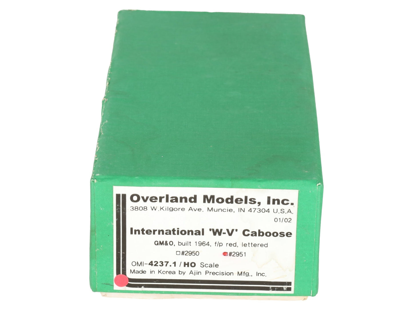 Overland OMI-4237.1 HO Scale BRASS GMO International W-V Caboose Car -F/P LN/Box