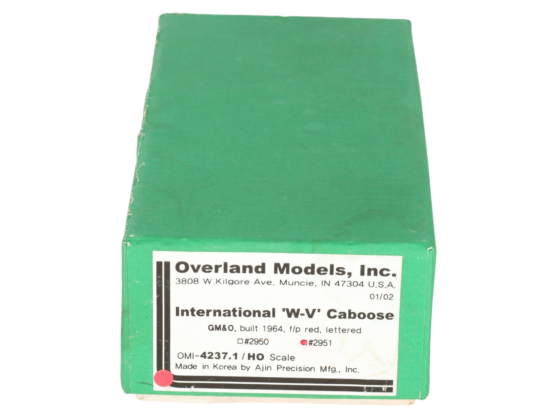 Overland OMI-4237.1 HO Scale BRASS GMO International W-V Caboose Car -F/P LN/Box