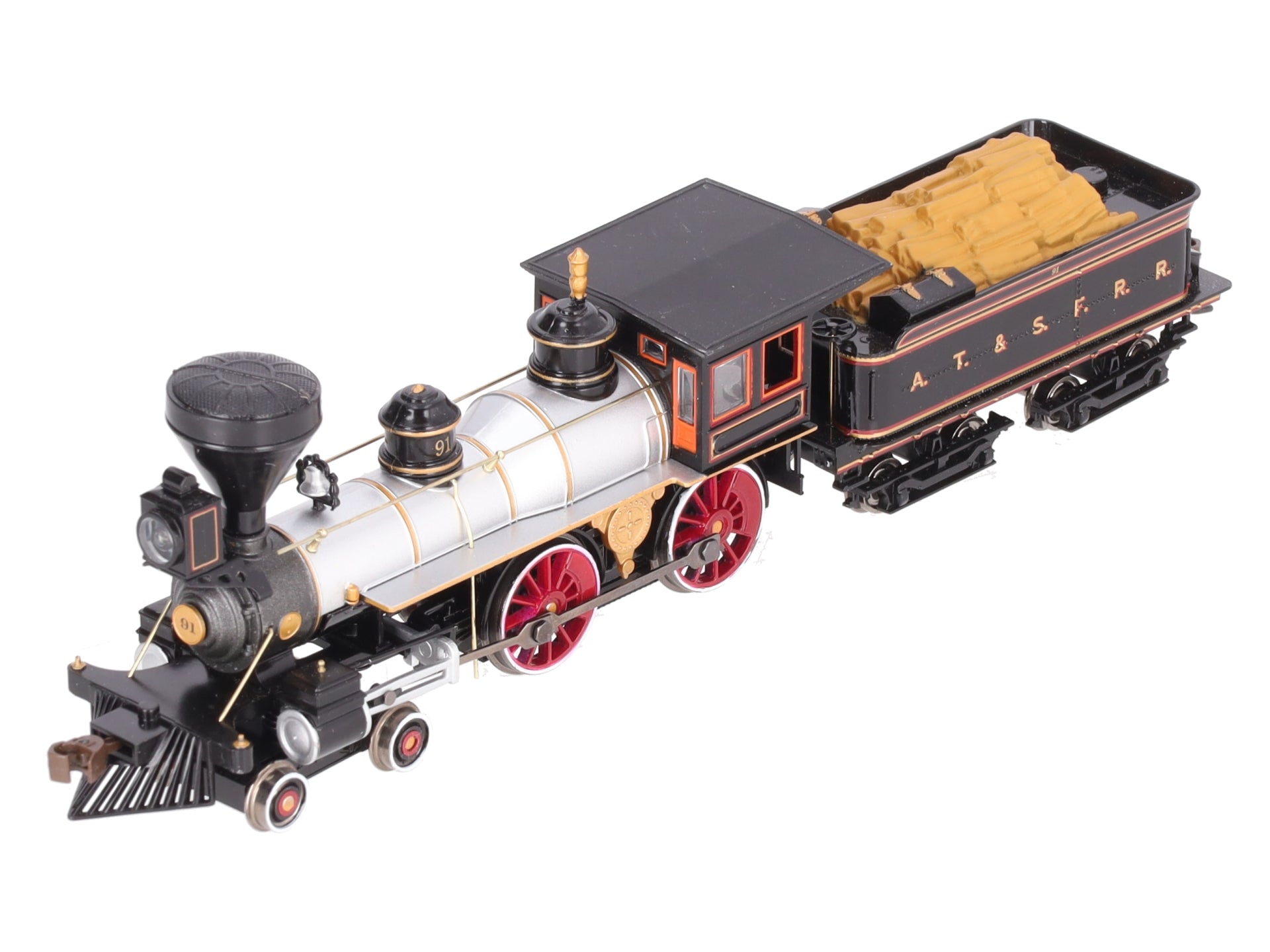 Bachmann 52704 HO Santa Fe 4-4-0 Steam Loco & Tender #91 with Sound & DCC LN/Box