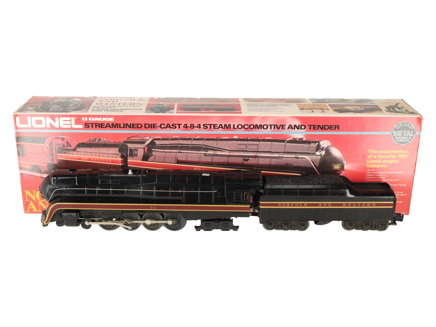 Lionel 6-8100 O Gauge Norfolk & Western 4-8-4 Steam Locomotive & Tender #611 LN/Box