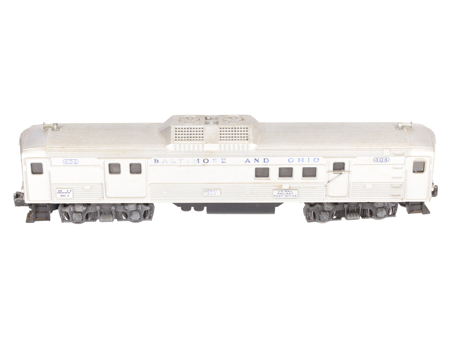 Lionel 404 Vintage O Baltimore & Ohio RDC Budd Baggage & Mail Car VG