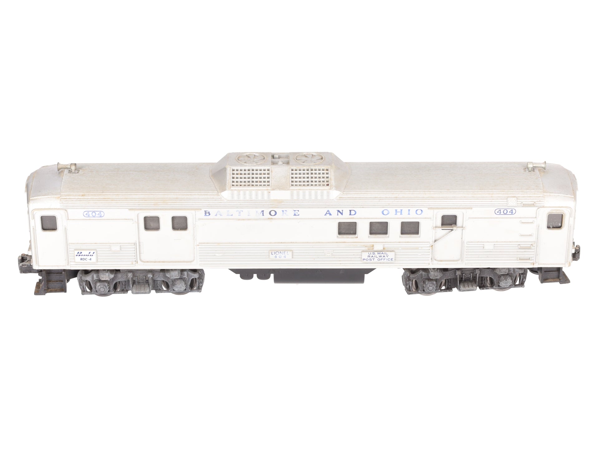 Lionel 404 Vintage O Baltimore & Ohio RDC Budd Baggage & Mail Car VG