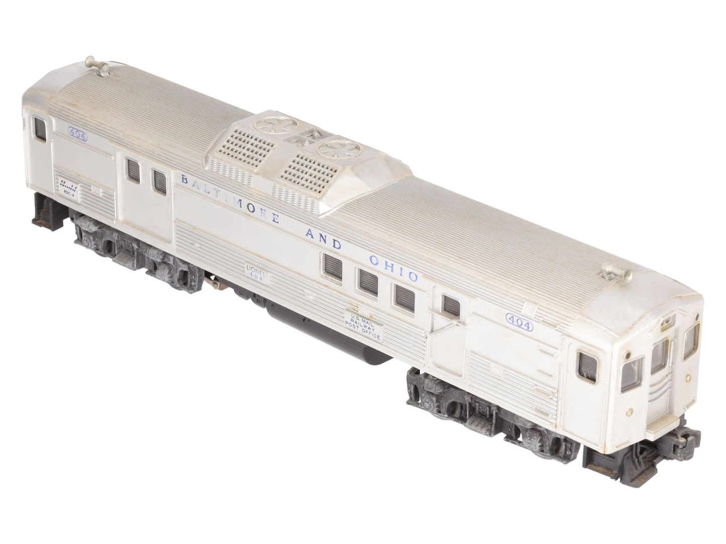 Lionel 404 Vintage O Baltimore & Ohio RDC Budd Baggage & Mail Car VG