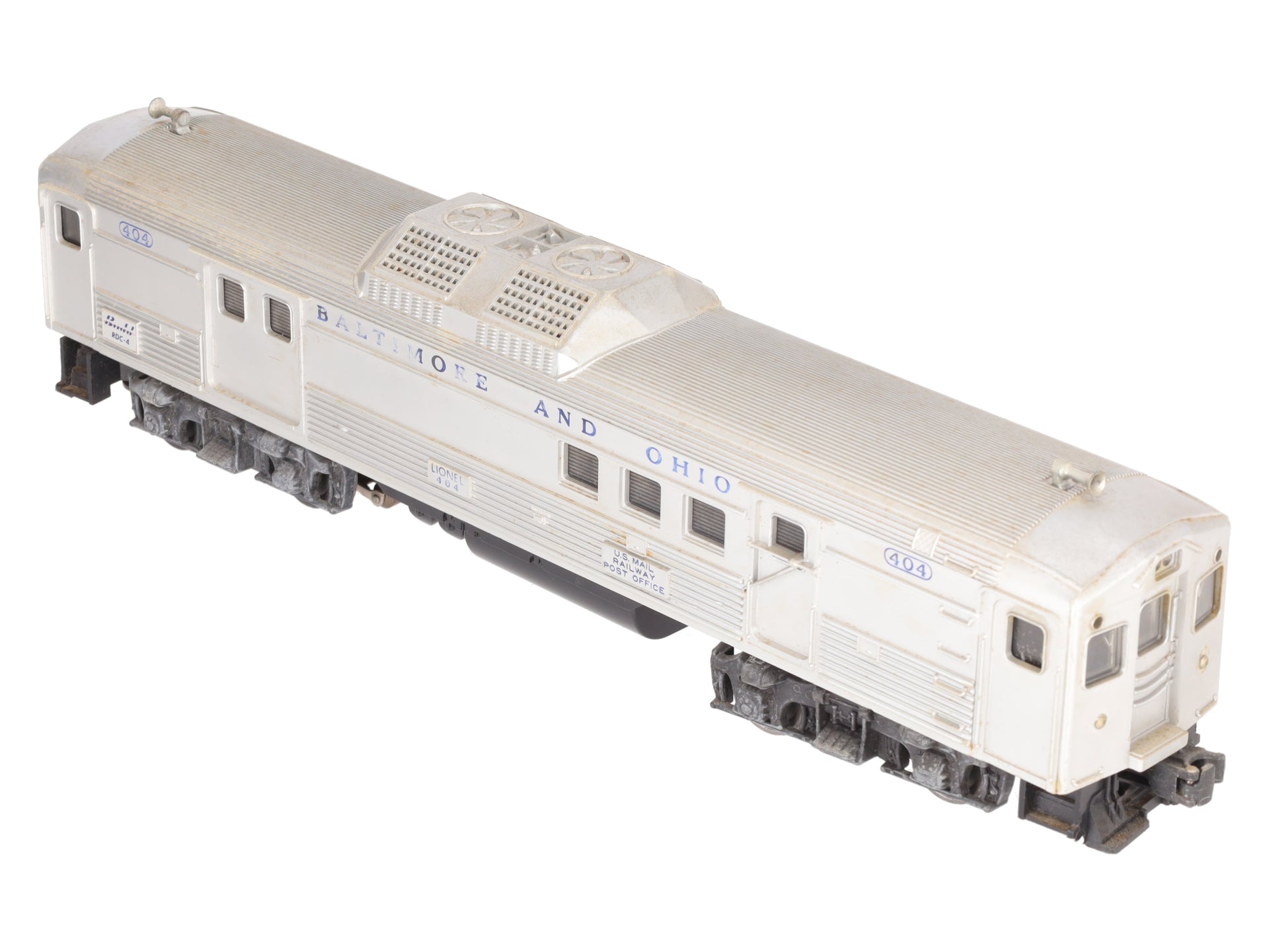 Lionel 404 Vintage O Baltimore & Ohio RDC Budd Baggage & Mail Car VG