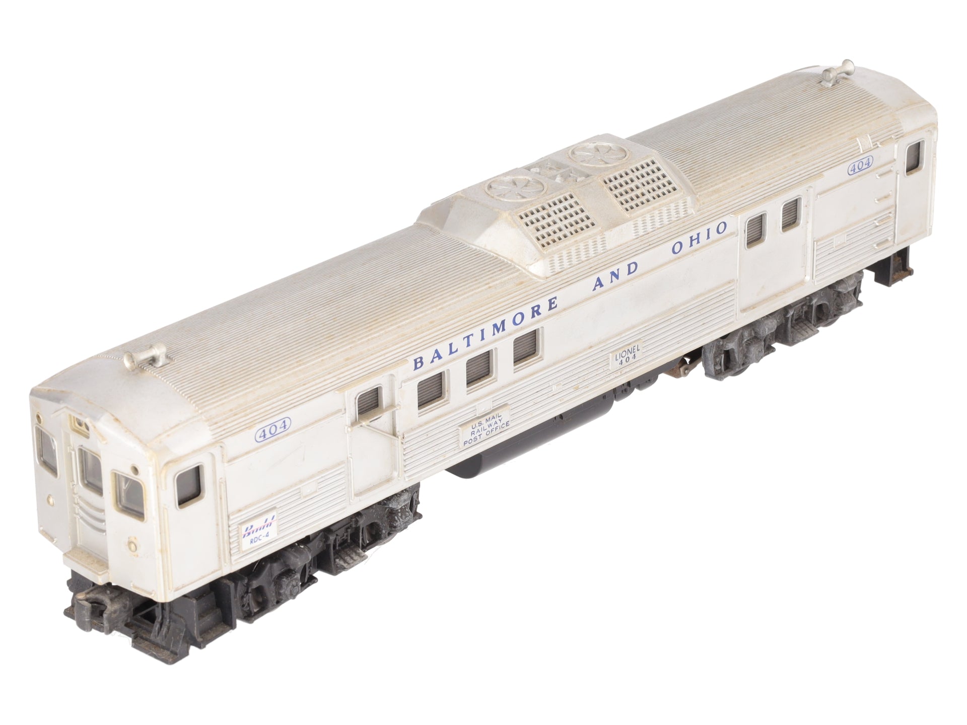 Lionel 404 Vintage O Baltimore & Ohio RDC Budd Baggage & Mail Car VG