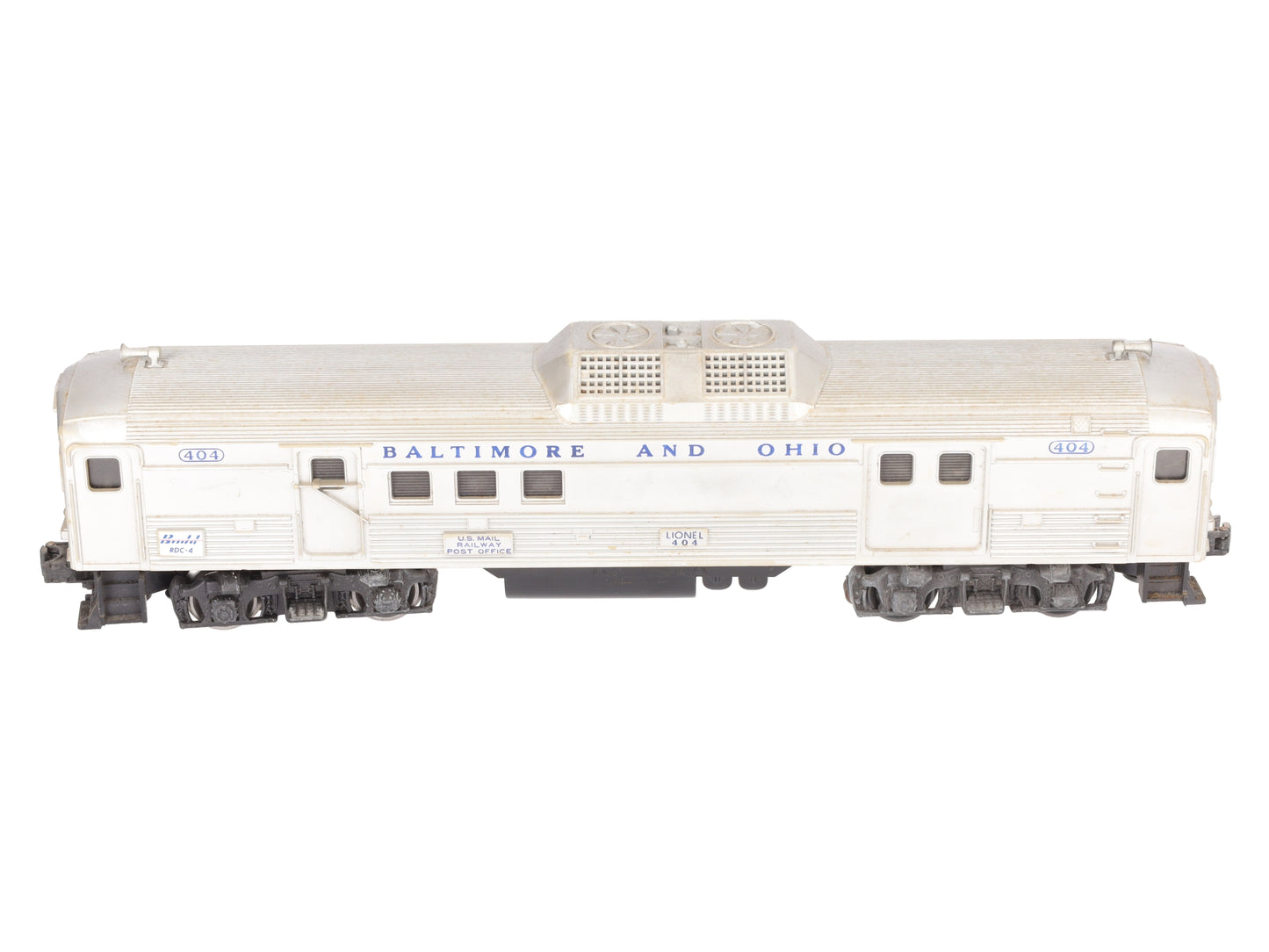 Lionel 404 Vintage O Baltimore & Ohio RDC Budd Baggage & Mail Car VG