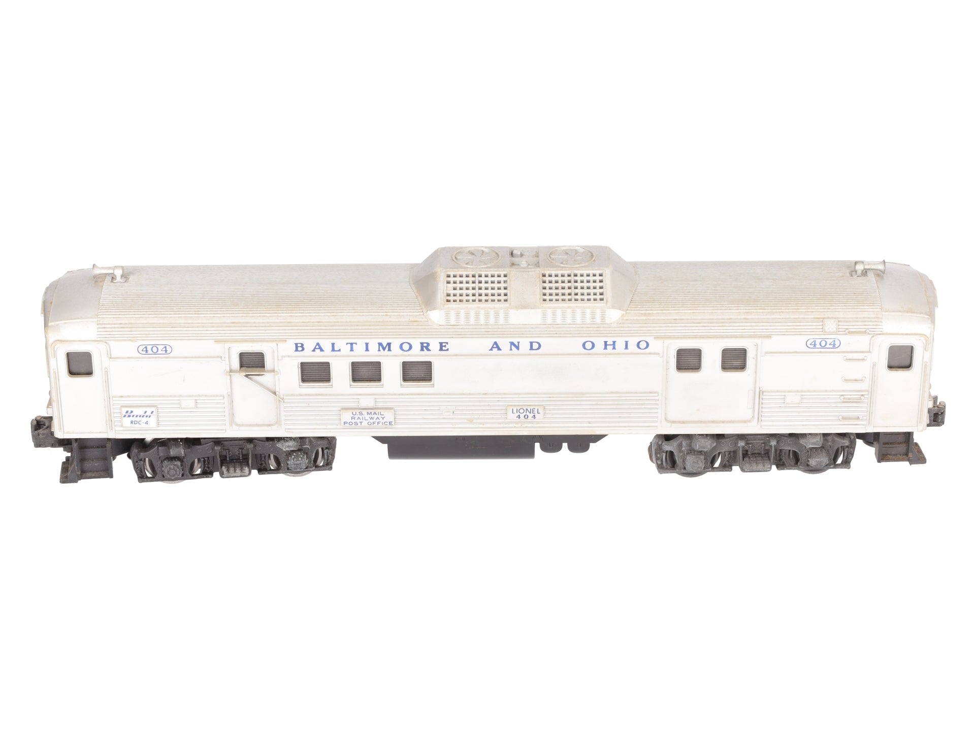 Lionel 404 Vintage O Baltimore & Ohio RDC Budd Baggage & Mail Car VG