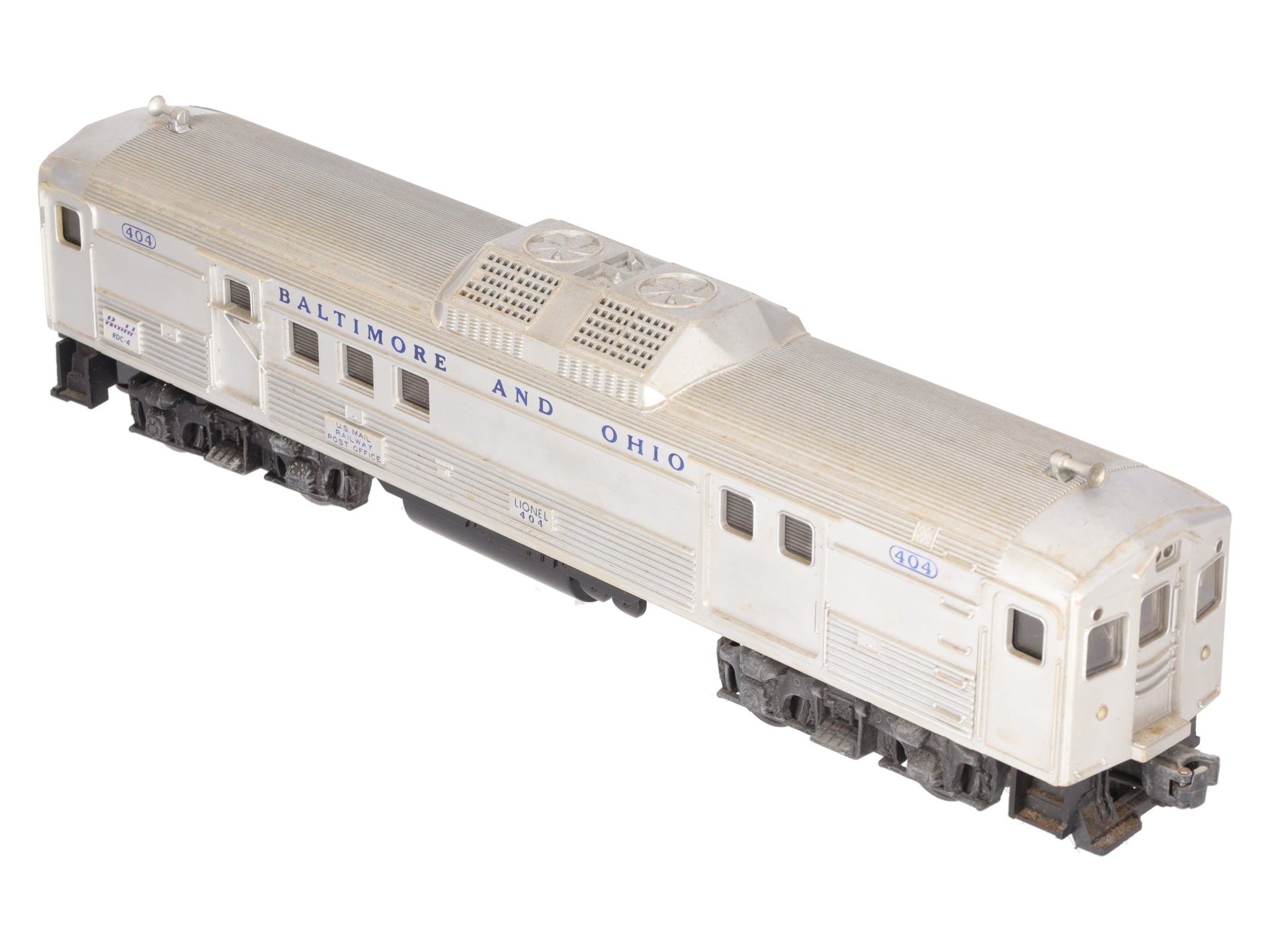 Lionel 404 Vintage O Baltimore & Ohio RDC Budd Baggage & Mail Car VG