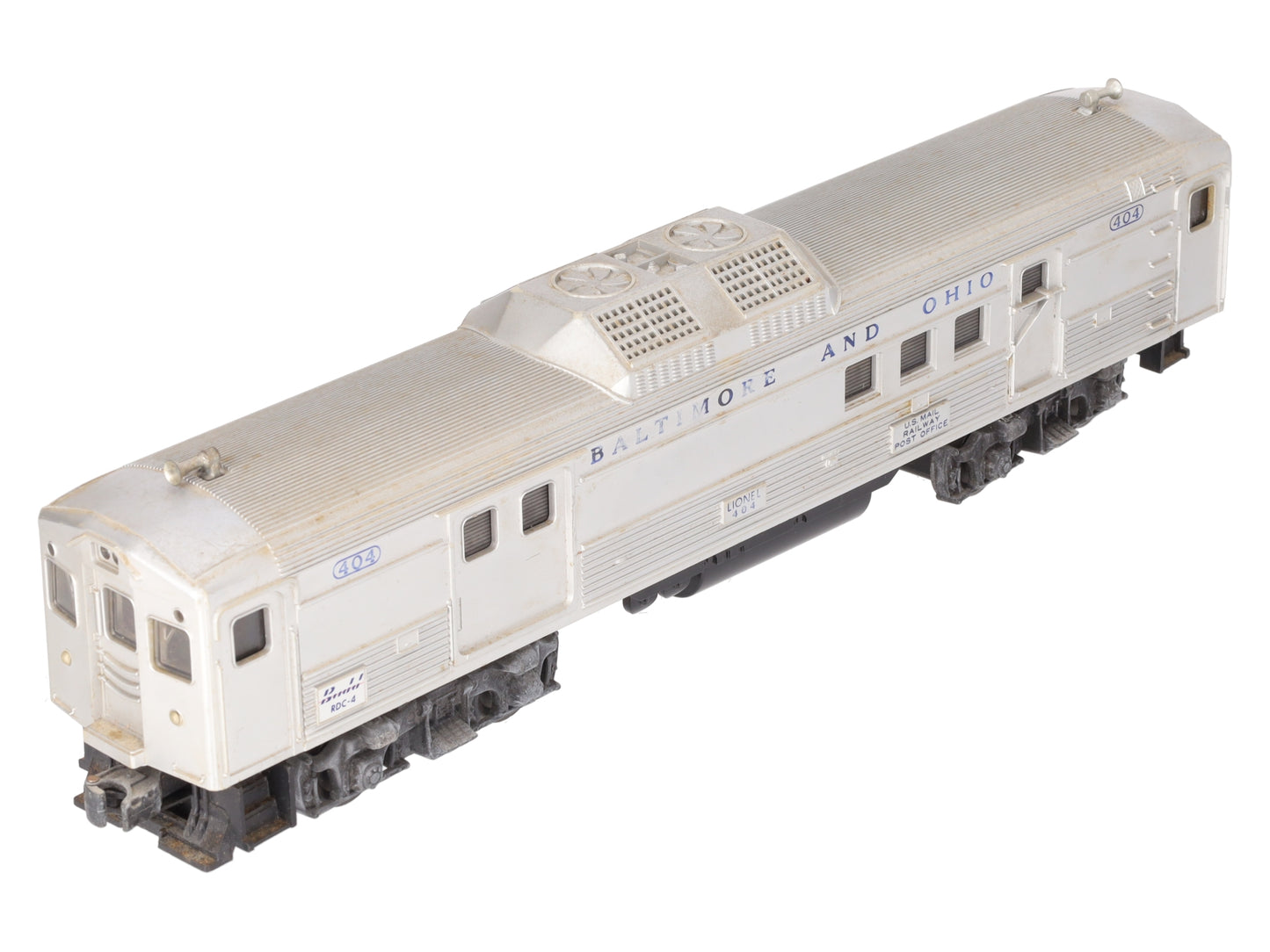 Lionel 404 Vintage O Baltimore & Ohio RDC Budd Baggage & Mail Car VG