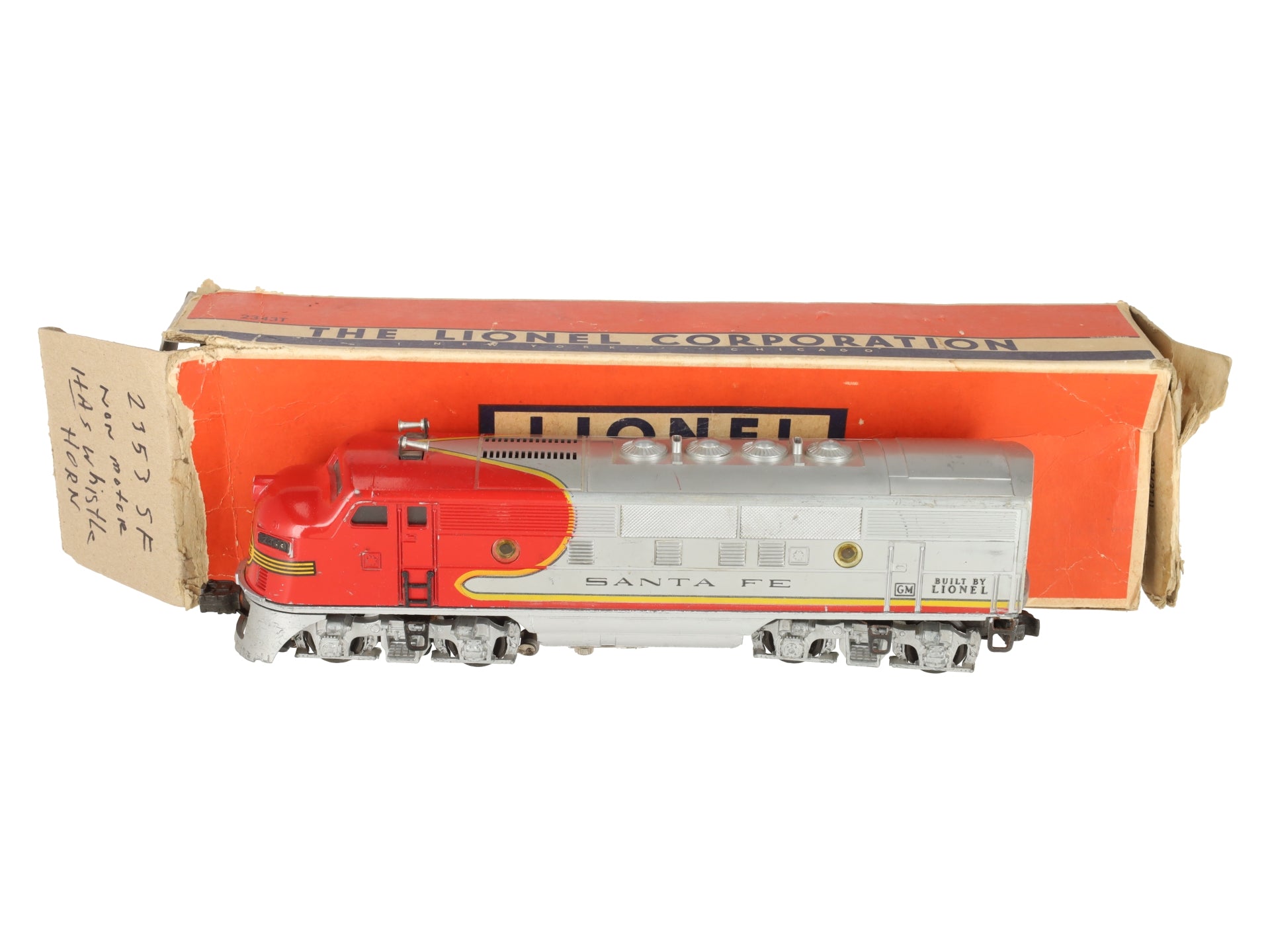 Lionel 2353 Vintage O Santa Fe F-3  Dummy Diesel Locomotive VG